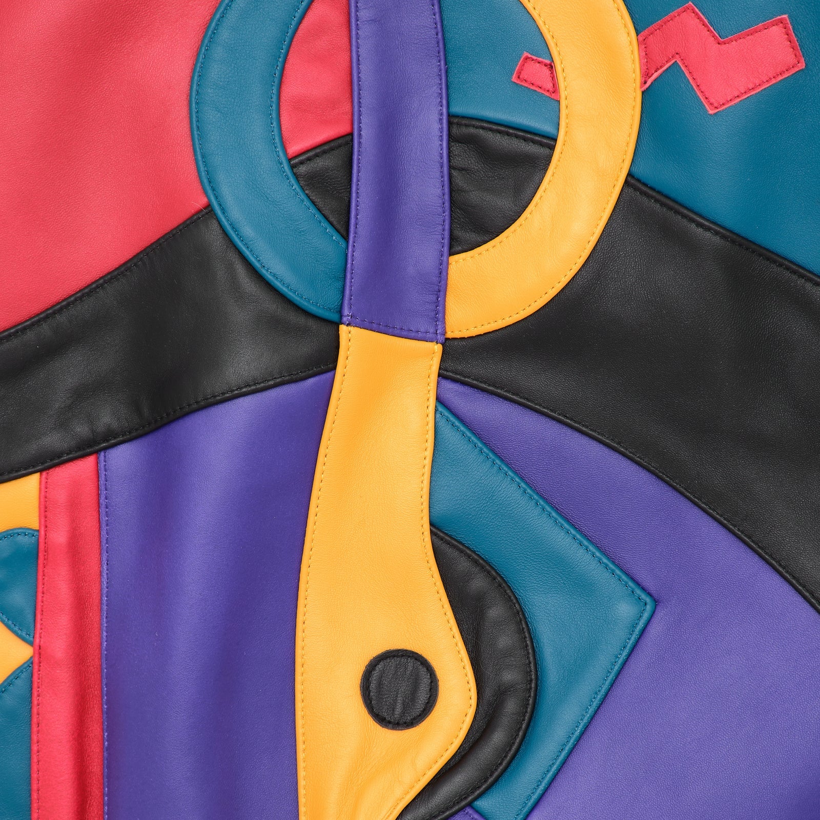 Men’s Pelle Pelle Premium Cowhide Leather Jacket – Multicolor Abstract Art Design
