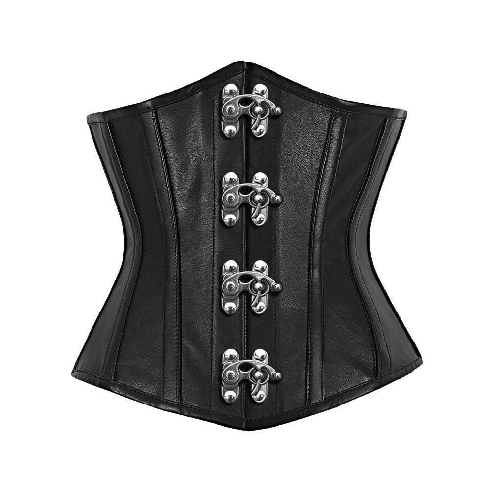 Women’s Real Leather Under bust Corset (Steel Boned Waist Cincher Bustier)