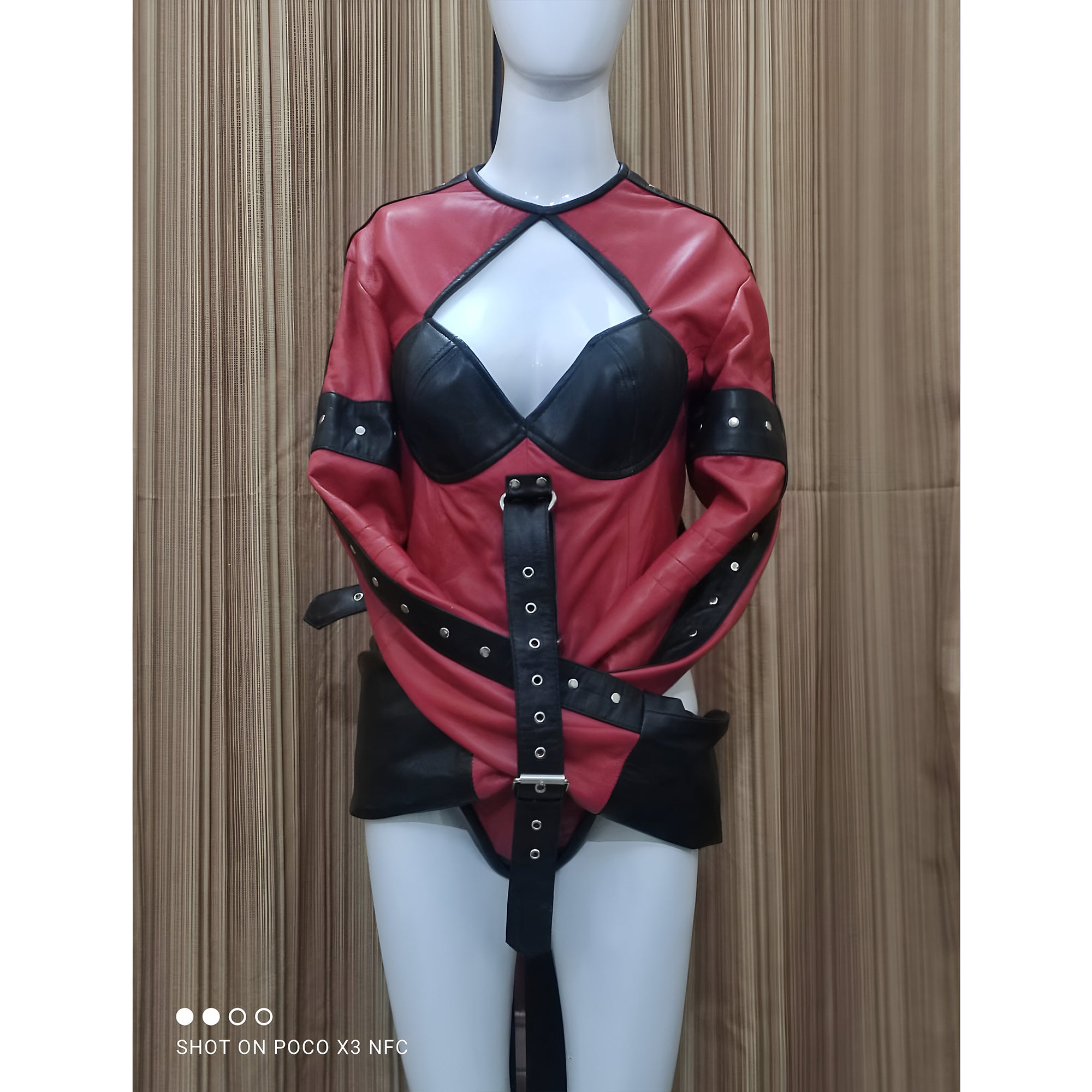 Real Women Leather Catsuit Straitjacket