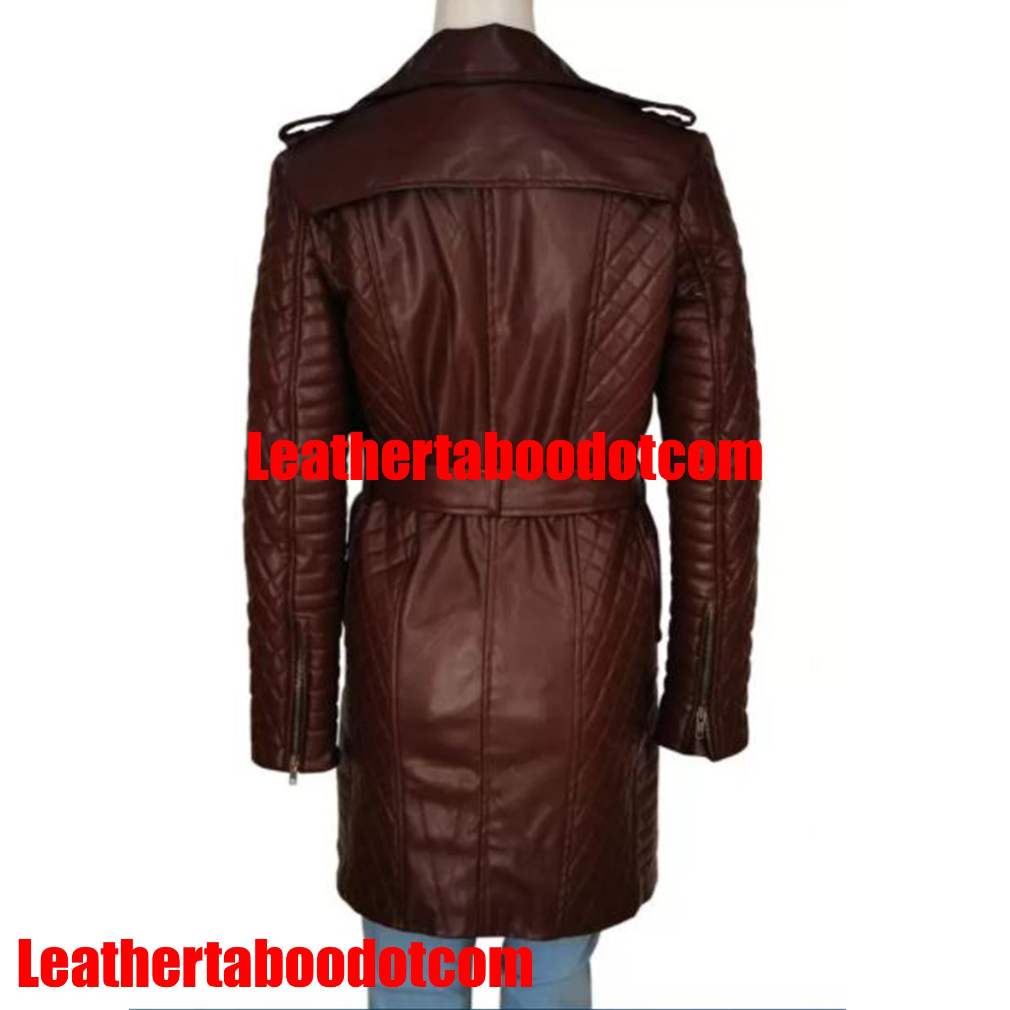 Brown Leather Outer Shell Tall Coats Waistcoats for Women leathertaboo.com