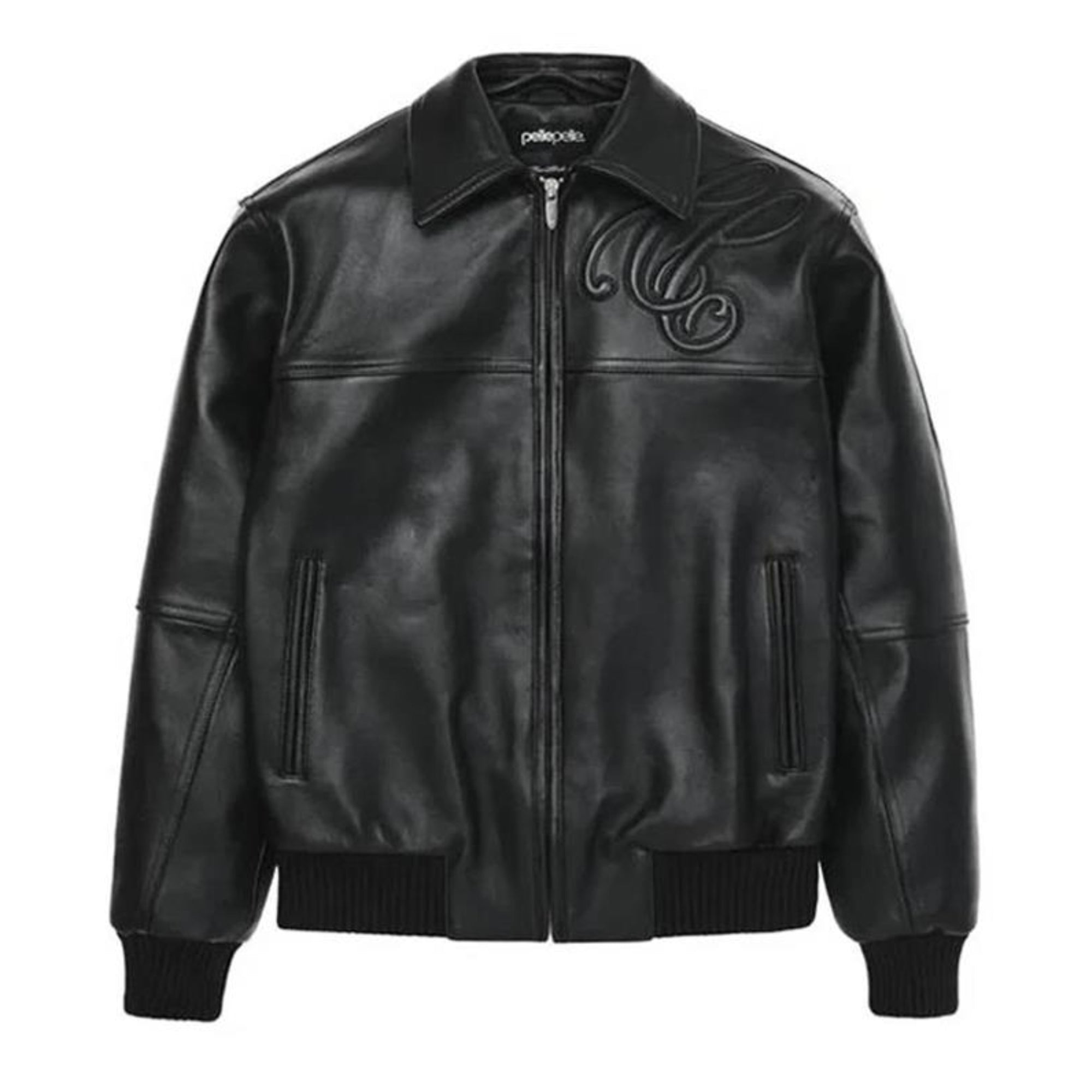 Premium Pelle Pelle Black Cowhide Leather Jacket for Men – Classic Bomber Style