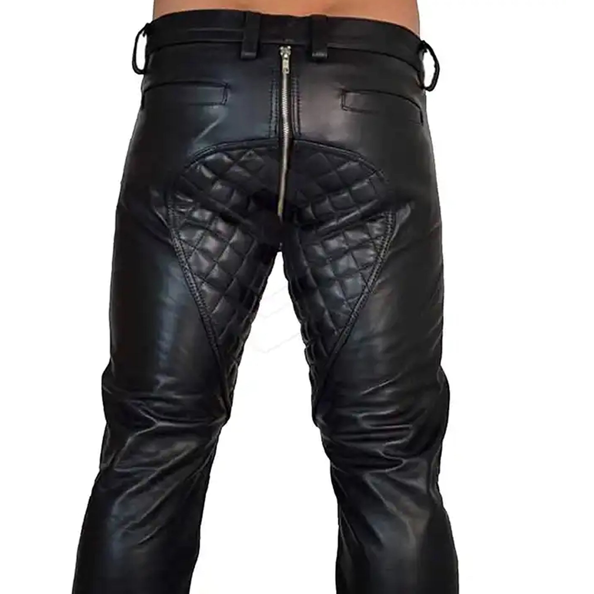 Men's Real Leather Pant Punk Kink Jeans Trousers BLUFF Pants Bikers Breeches Plan Cow Leather