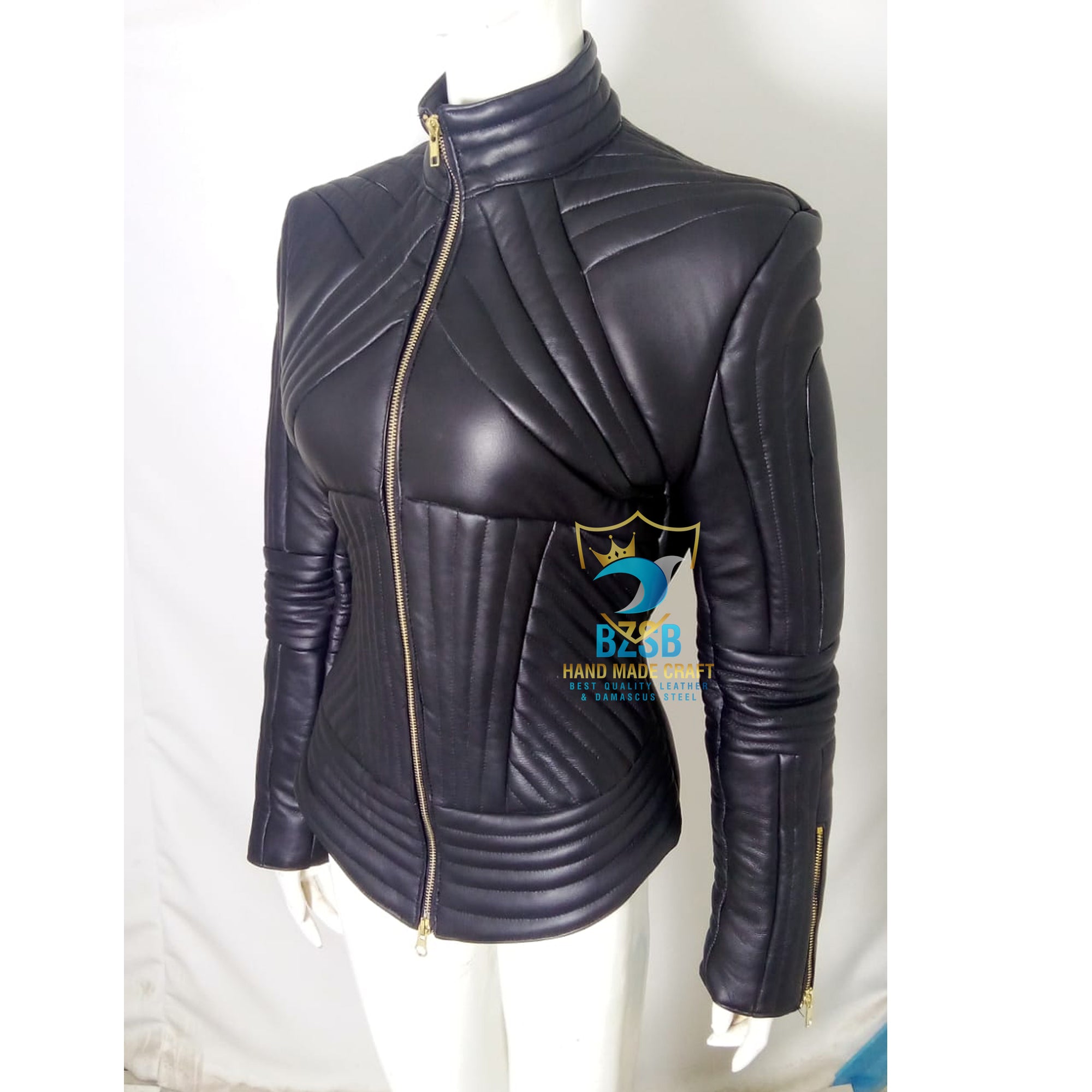 Woman Biker Sheep Leather Jacket