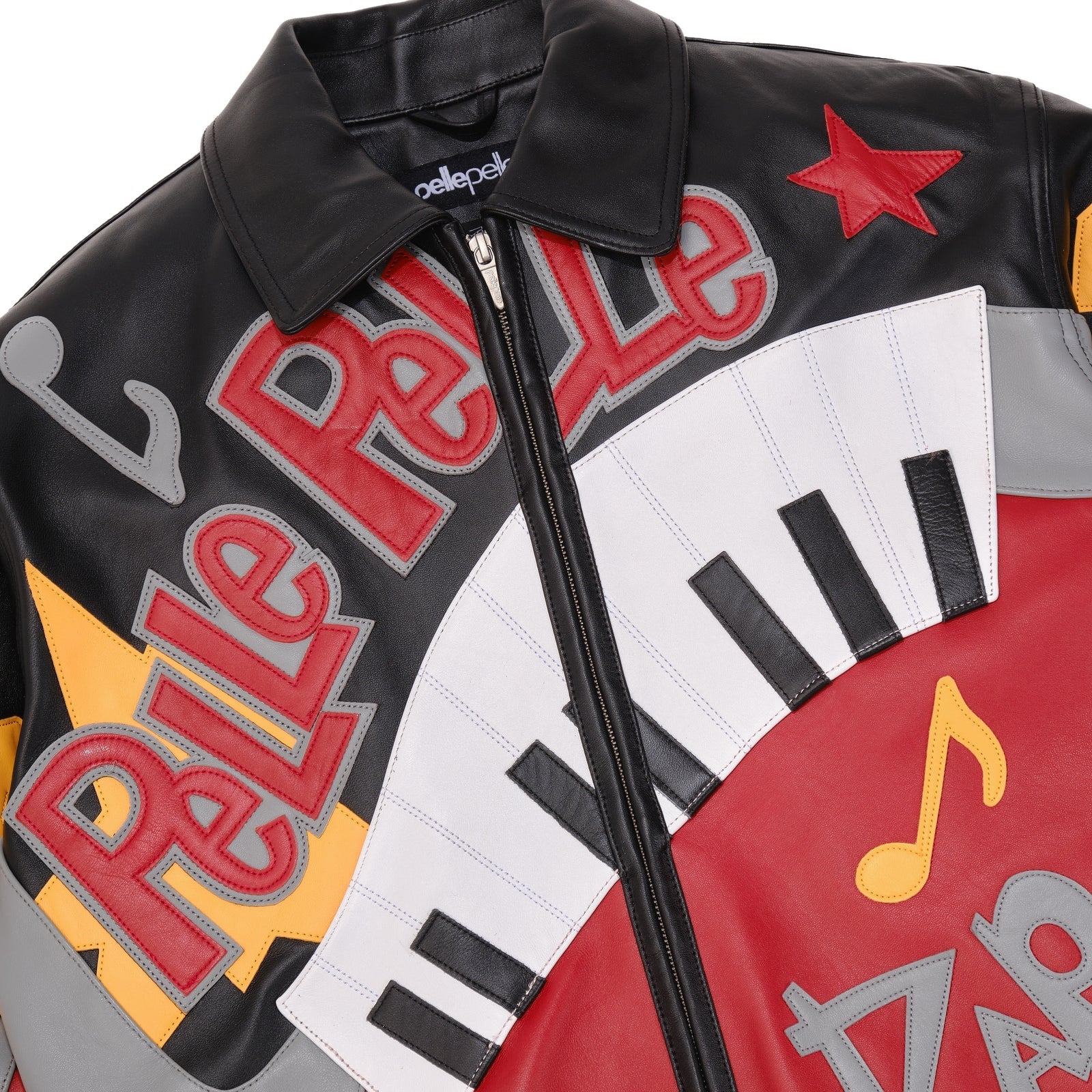 Men’s Pelle Pelle 50 Years of Hip Hop Red Leather Jacket – Premium Cowhide Bomber with Music-Inspired Graphics & Street Style Vibes