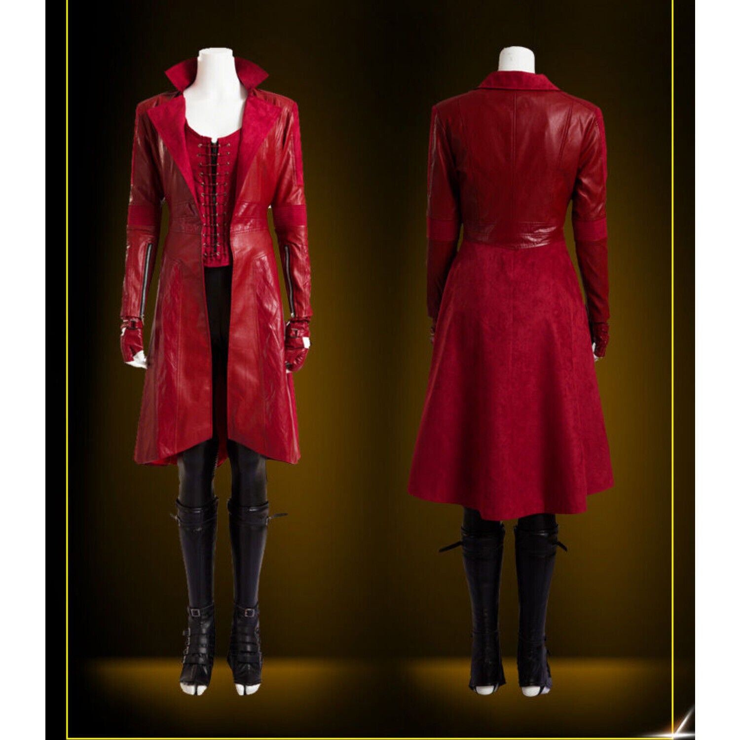 Red leather Overcoat Cosplay Full Suit Leather Halloween Costume Long costume