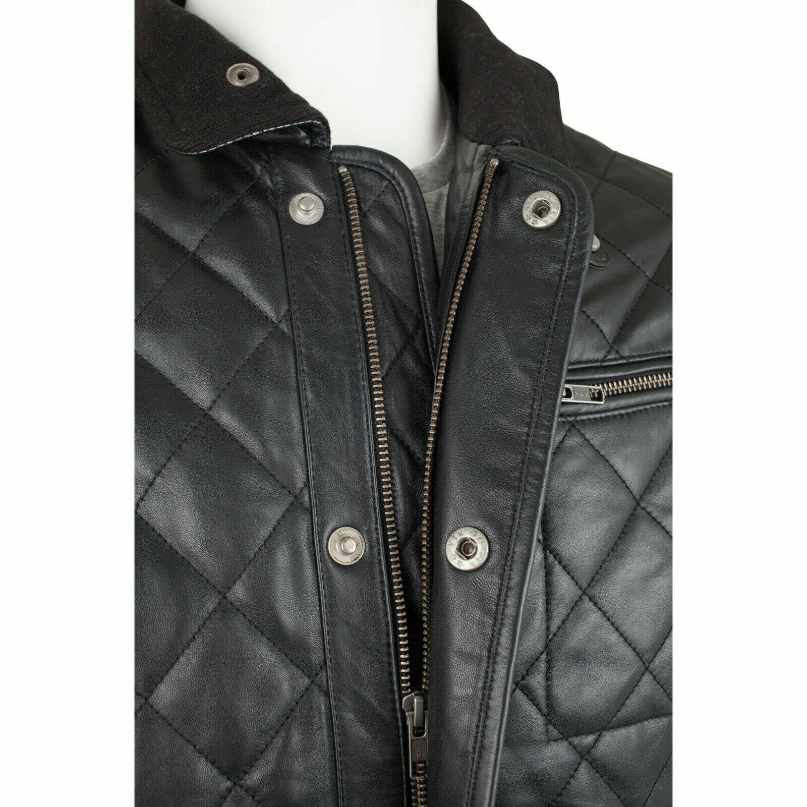 Mens Jacket Mens Black Leather coat Quilted Leather Jacket Trench coat Overcoat