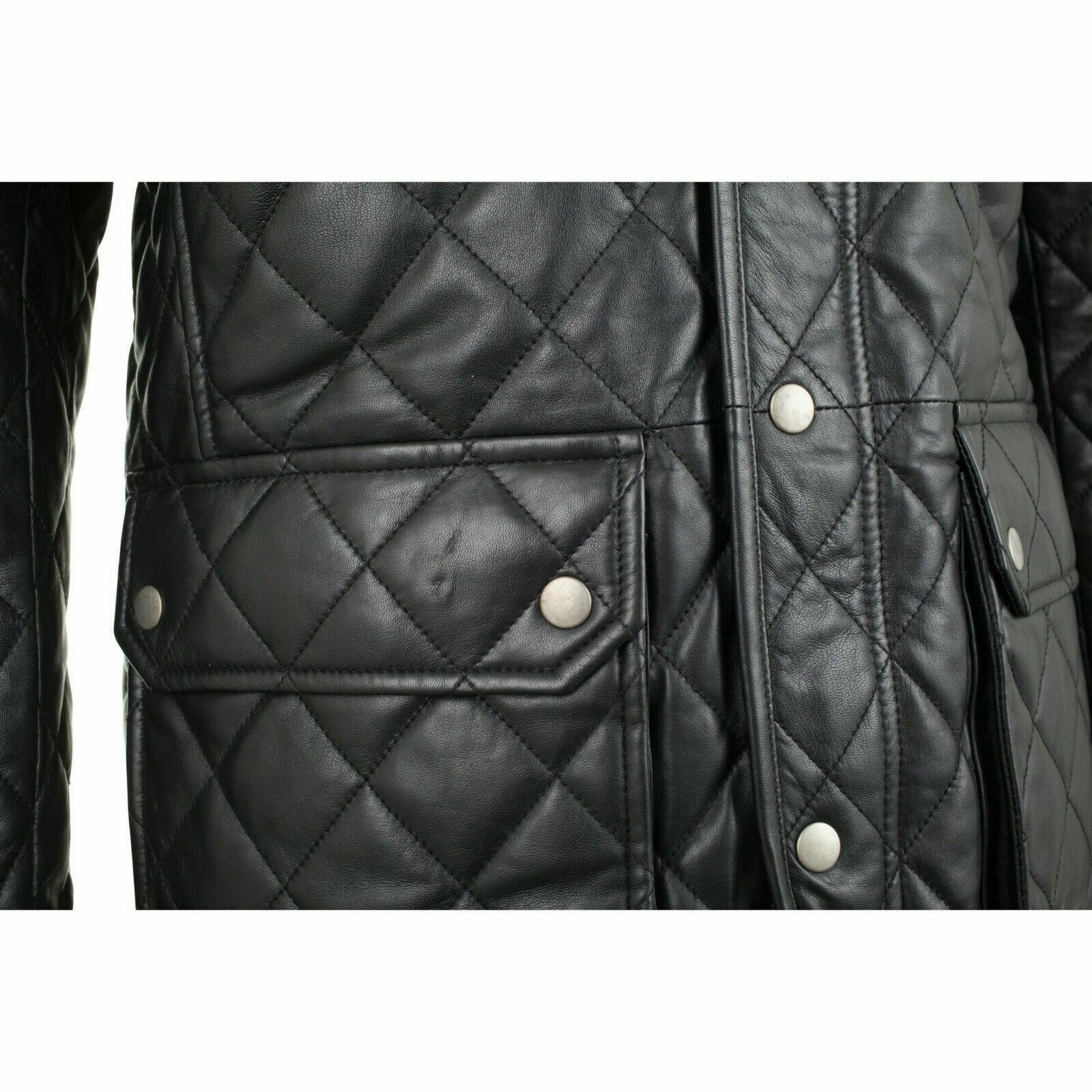 Mens Jacket Mens Black Leather coat Quilted Leather Jacket Trench coat Overcoat