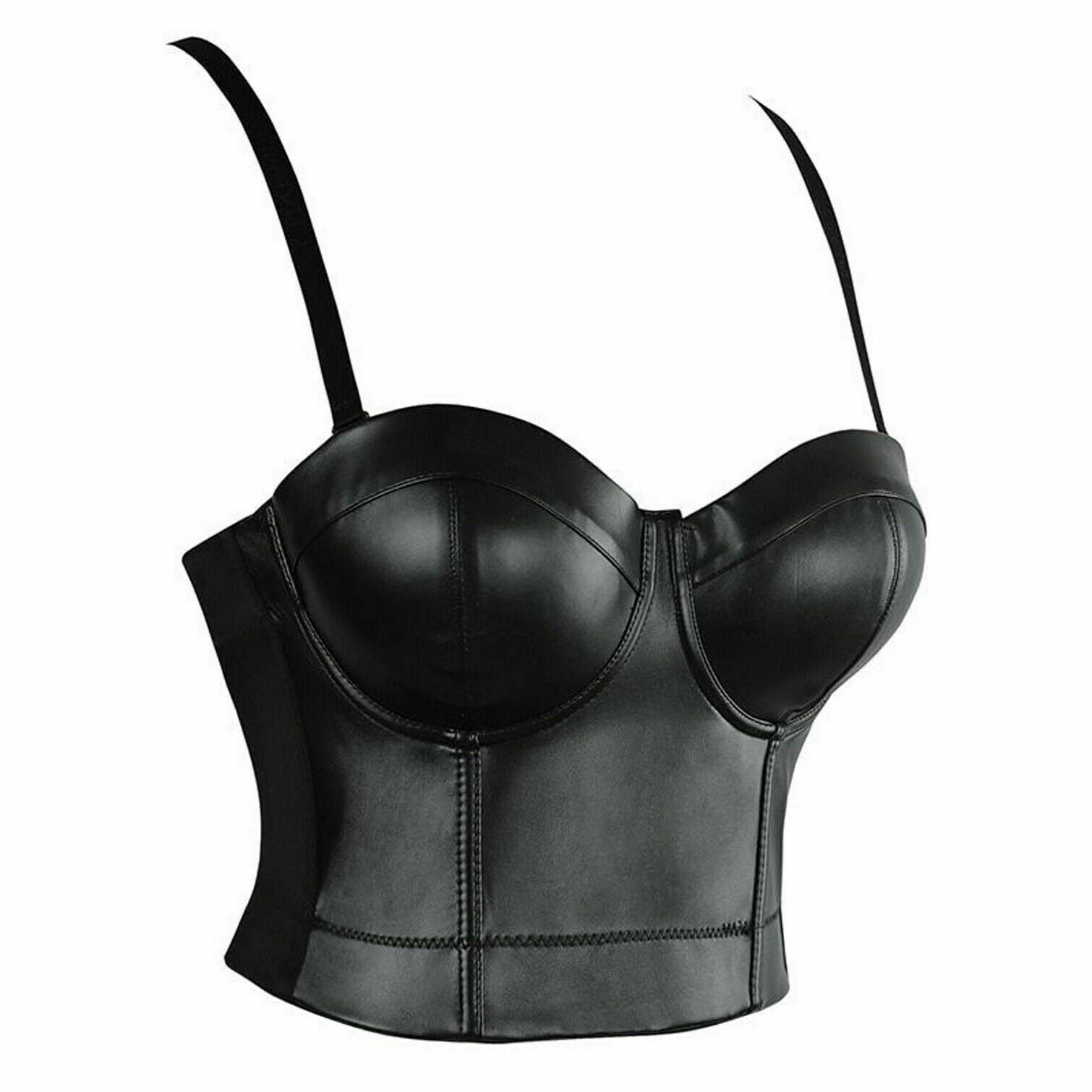 Sexy Fashion Women Bustier Push Bra Crop Top Tank Blouse Leather Bralette Vest