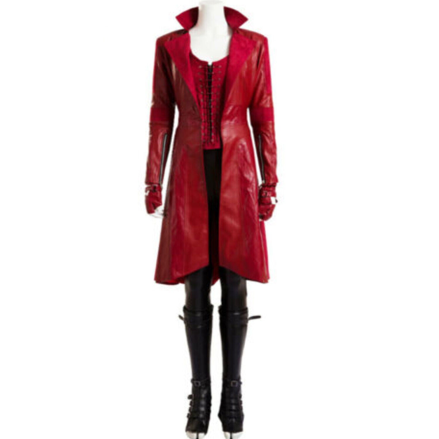 Red leather Overcoat Cosplay Full Suit Leather Halloween Costume Long costume