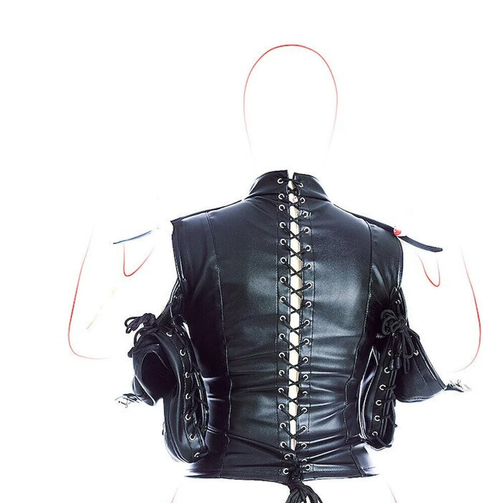 Bdsm Soft Leather Binding Body Strict Kinky Fancy Straitjacket with Slave Role P