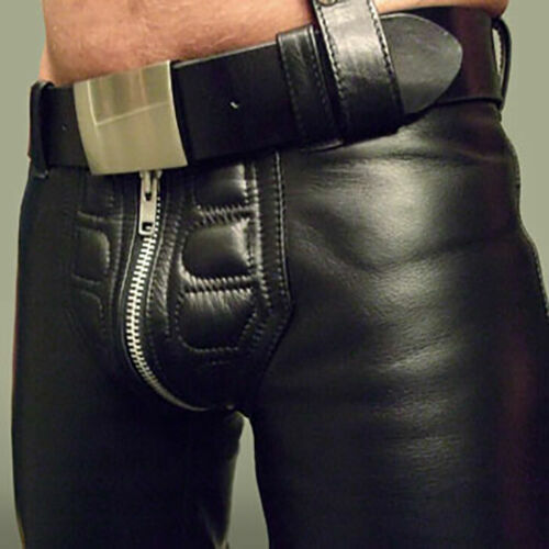 Mens Real Leather Bikers Pants Quilted leather Black motorcycle Biker style Pant