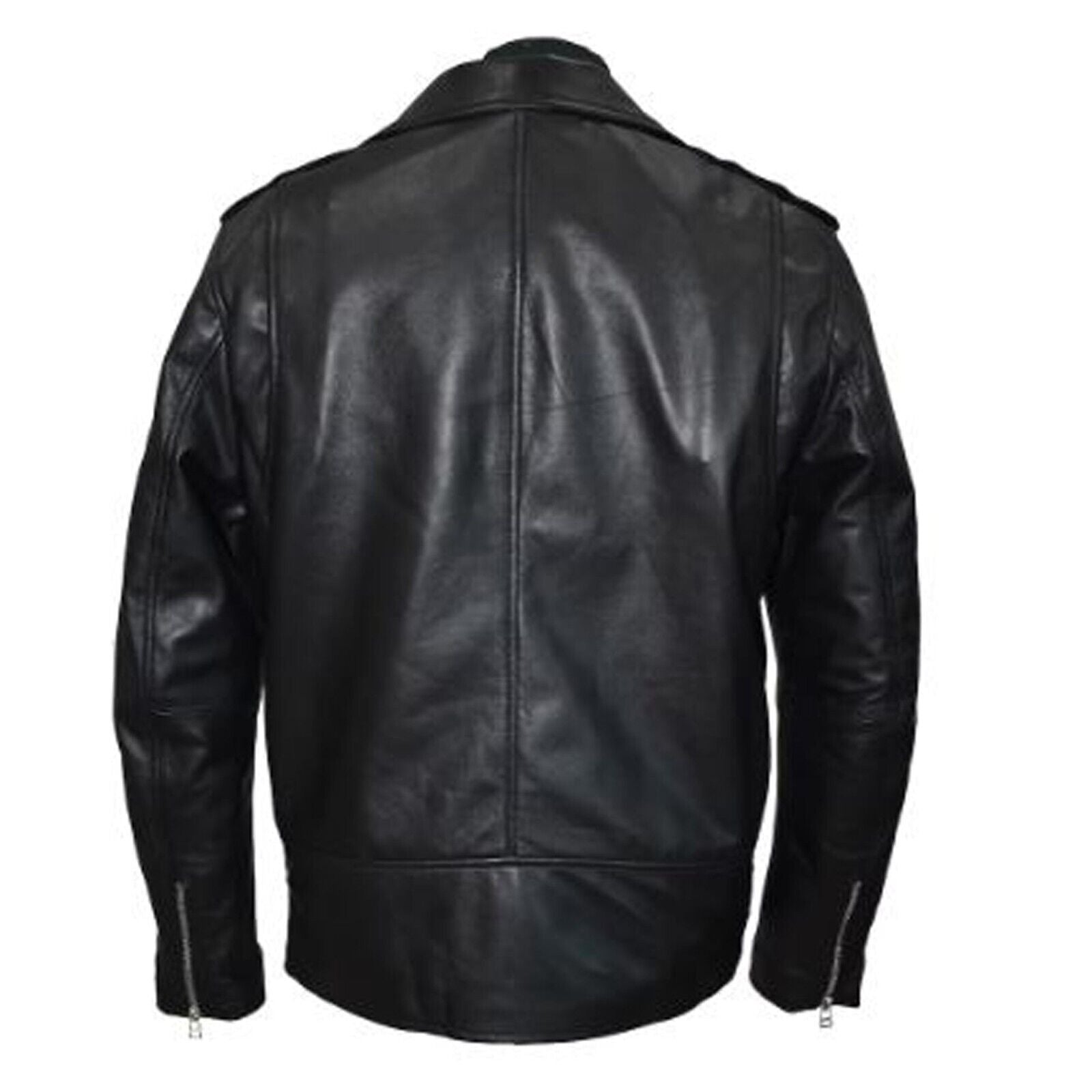 Men Quilted Genuine Leather Jacket Outdoor Soft Padded Casual Leather Jacket