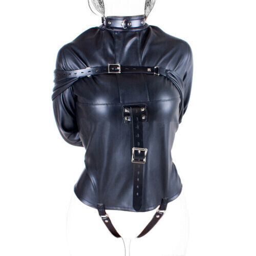 Real Leather Heavy Duty bondage Straitjacket Clubwear Straight Jacket Adjustable