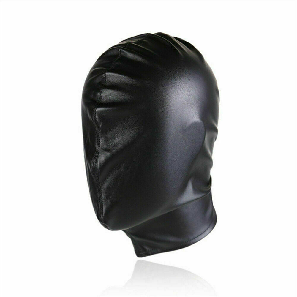 BDSM bondage mask Sensory Deprivation Kinky Toys Black Leather Blindfold Gimp