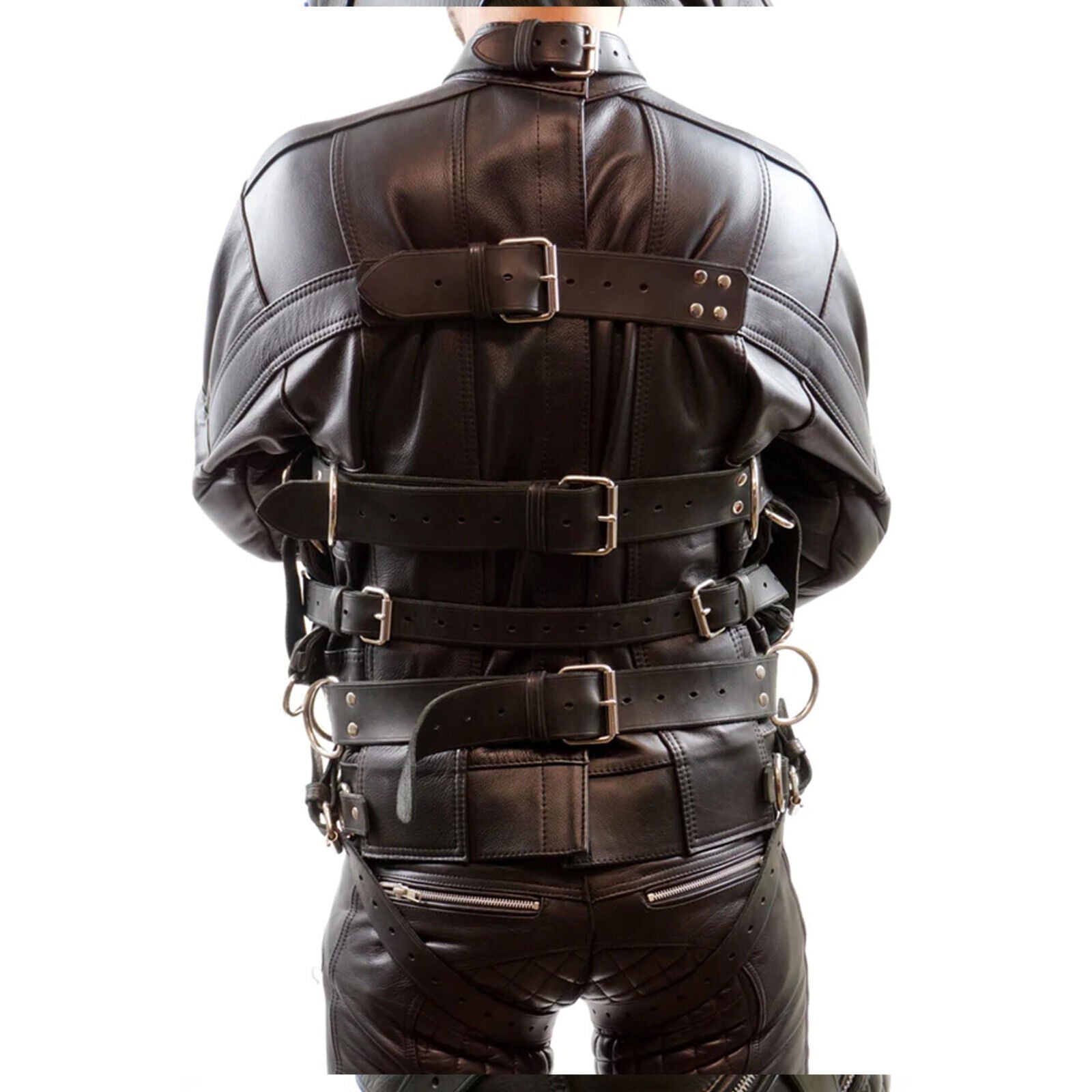 Original Cowhide Leather Bondage StraitJacket BDSM