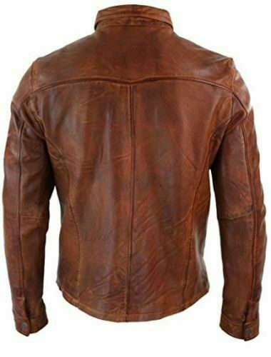 Men's Soft Brown Leather Shirt Slim Fit Full Sleeve Button up Men Vintage Jacket