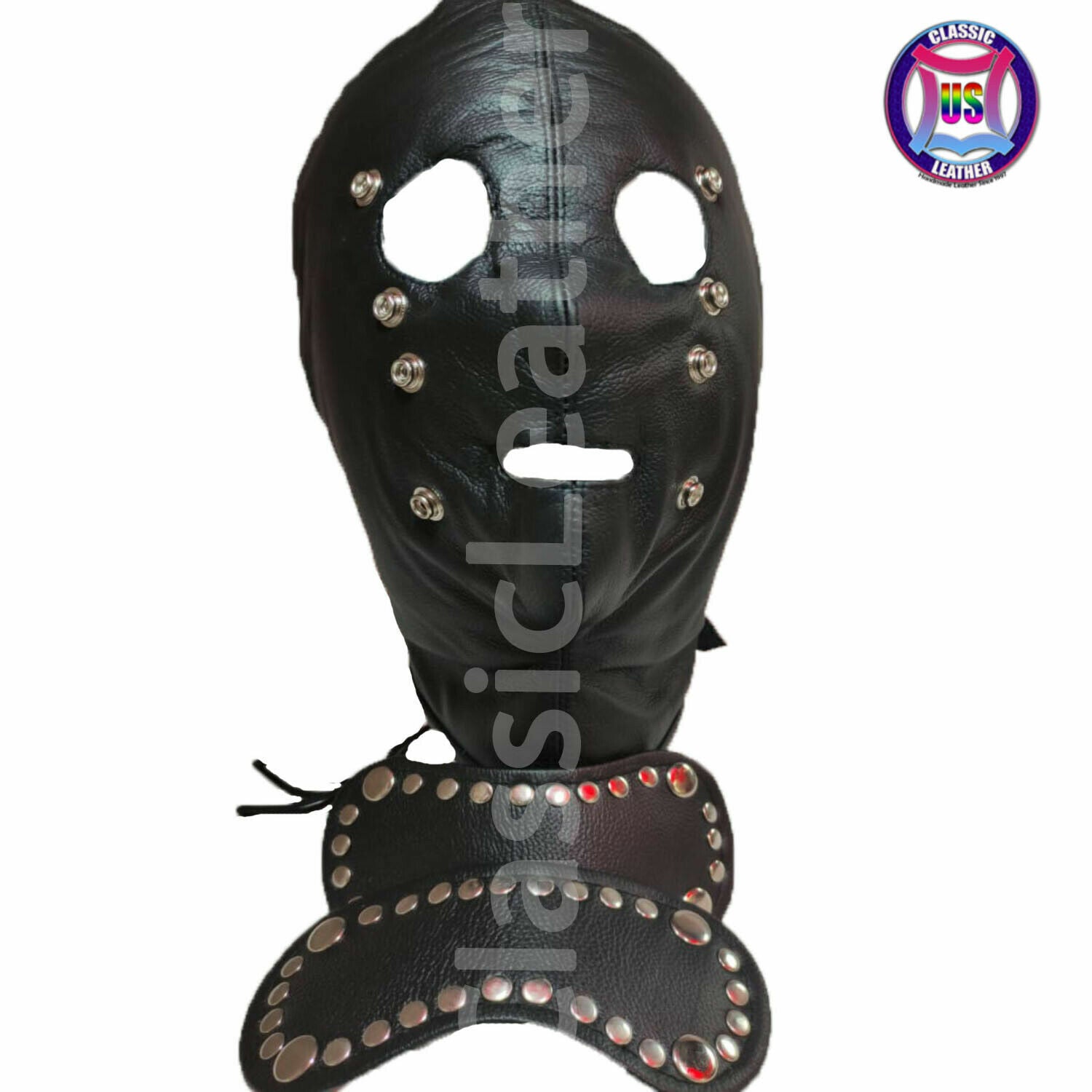 *Handmade Leather Mask Blindfold Hood & mouth Gag BDSM GIMP Sensory Deprivation