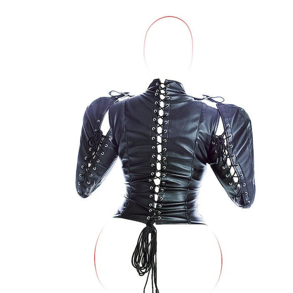 Bdsm Soft Leather Binding Body Strict Kinky Fancy Straitjacket with Slave Role P