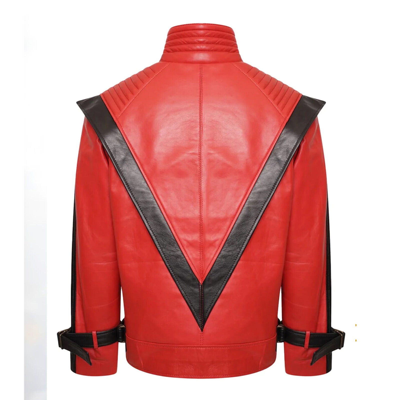 Michael Jackson Red Military Real Leather Jacket