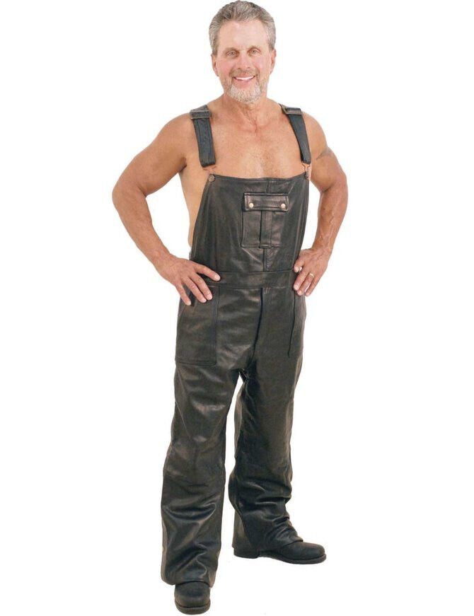 Premium Sheep Leather Bib Overalls Pockets jump suit for man 