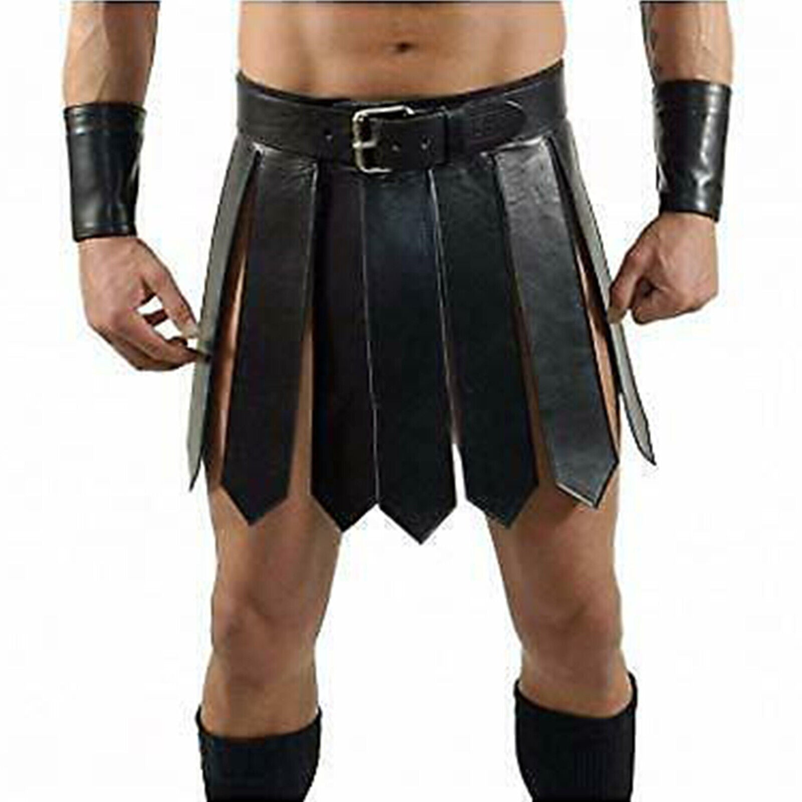 Mens Genuine Leather Gladiator KILTS For Men LGBTQ Costumes Scottish Kilts