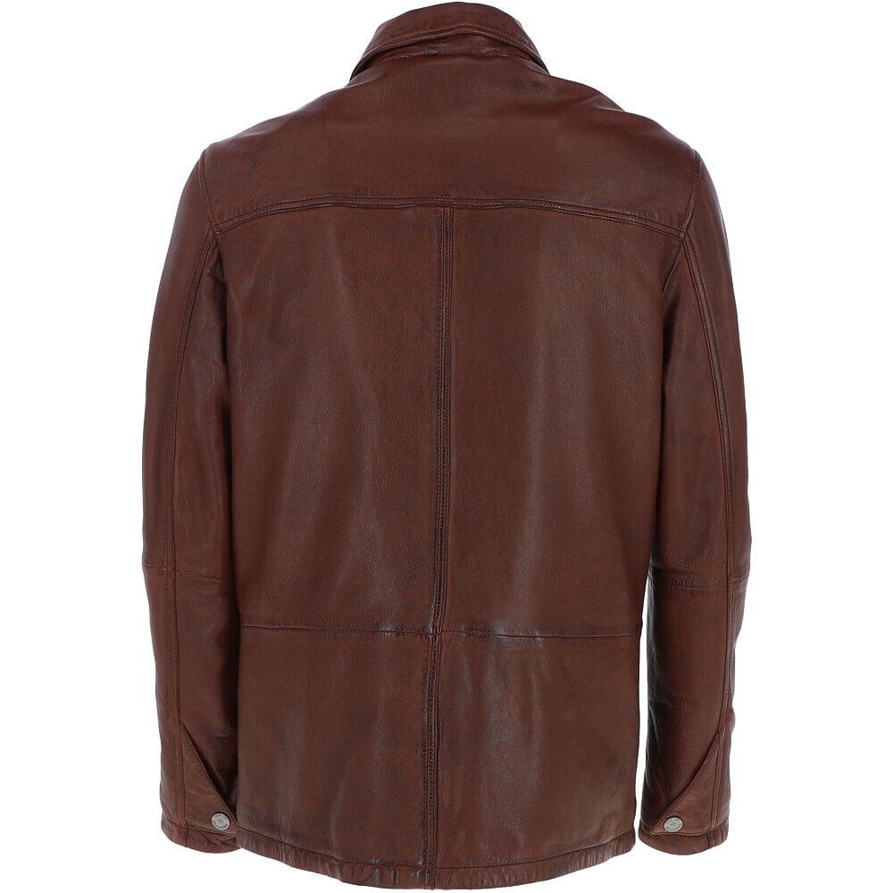 Mens Nappa Leather Jacket Red Brown