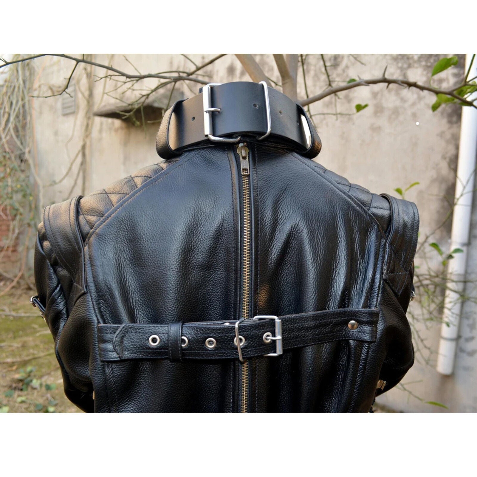 Leather Straitjacket -Sides Crotch Strap /Restraining Bondage Straitjacket / BDS