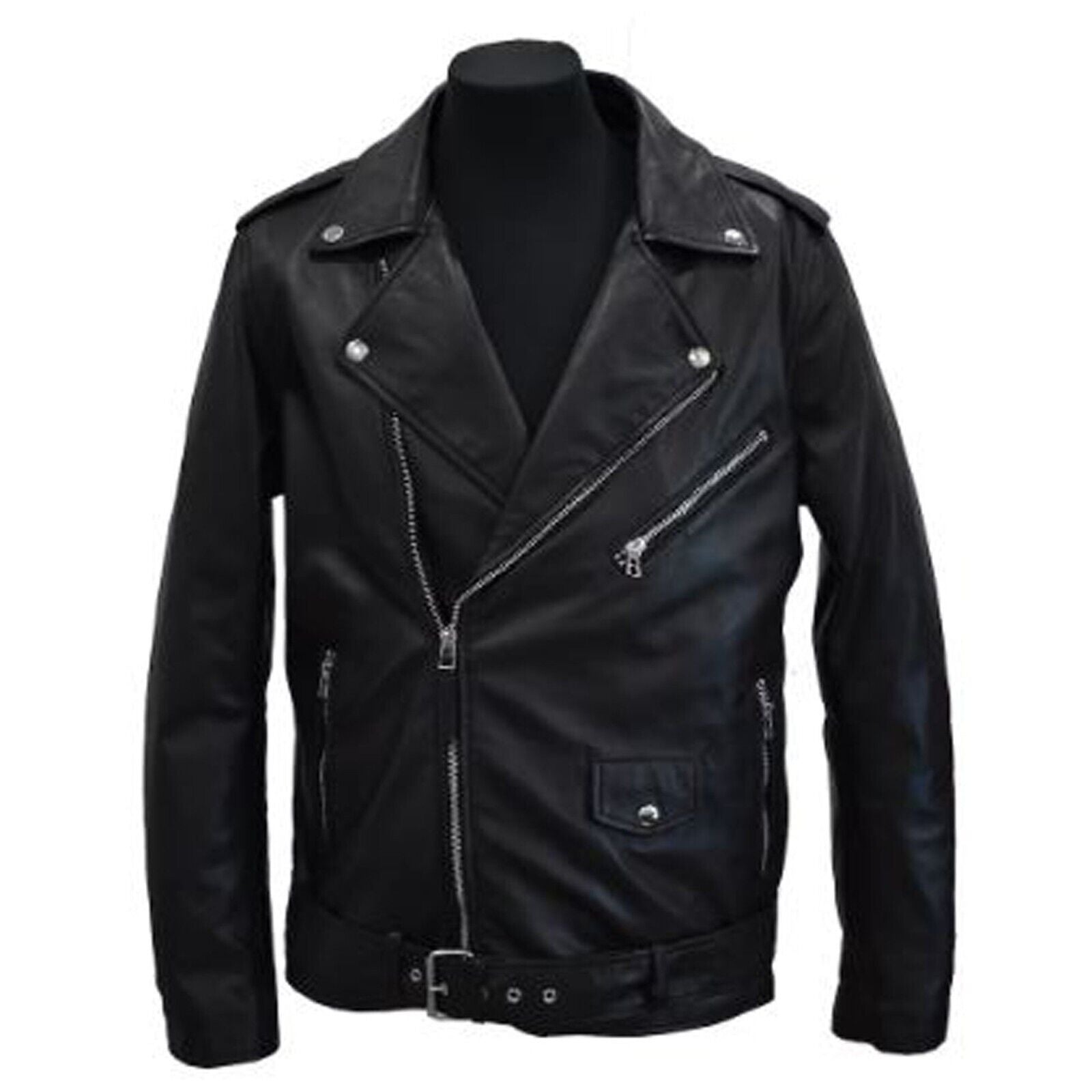 Men Quilted Genuine Leather Jacket Outdoor Soft Padded Casual Leather Jacket