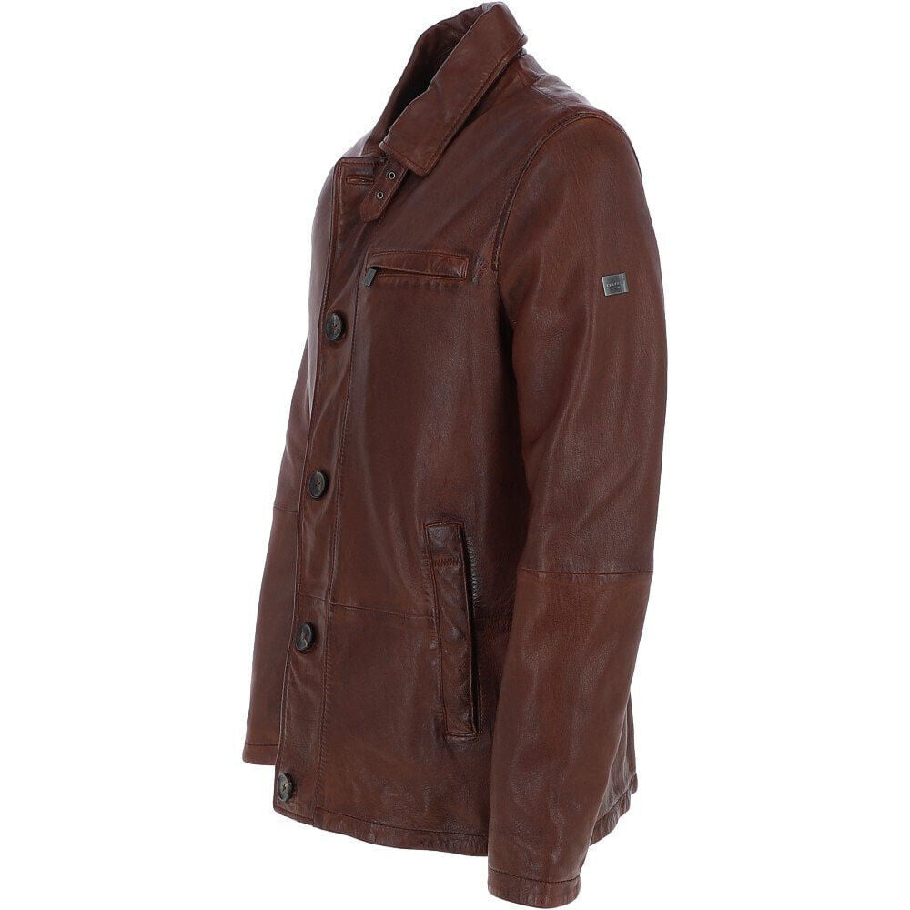 Mens Nappa Leather Jacket Red Brown