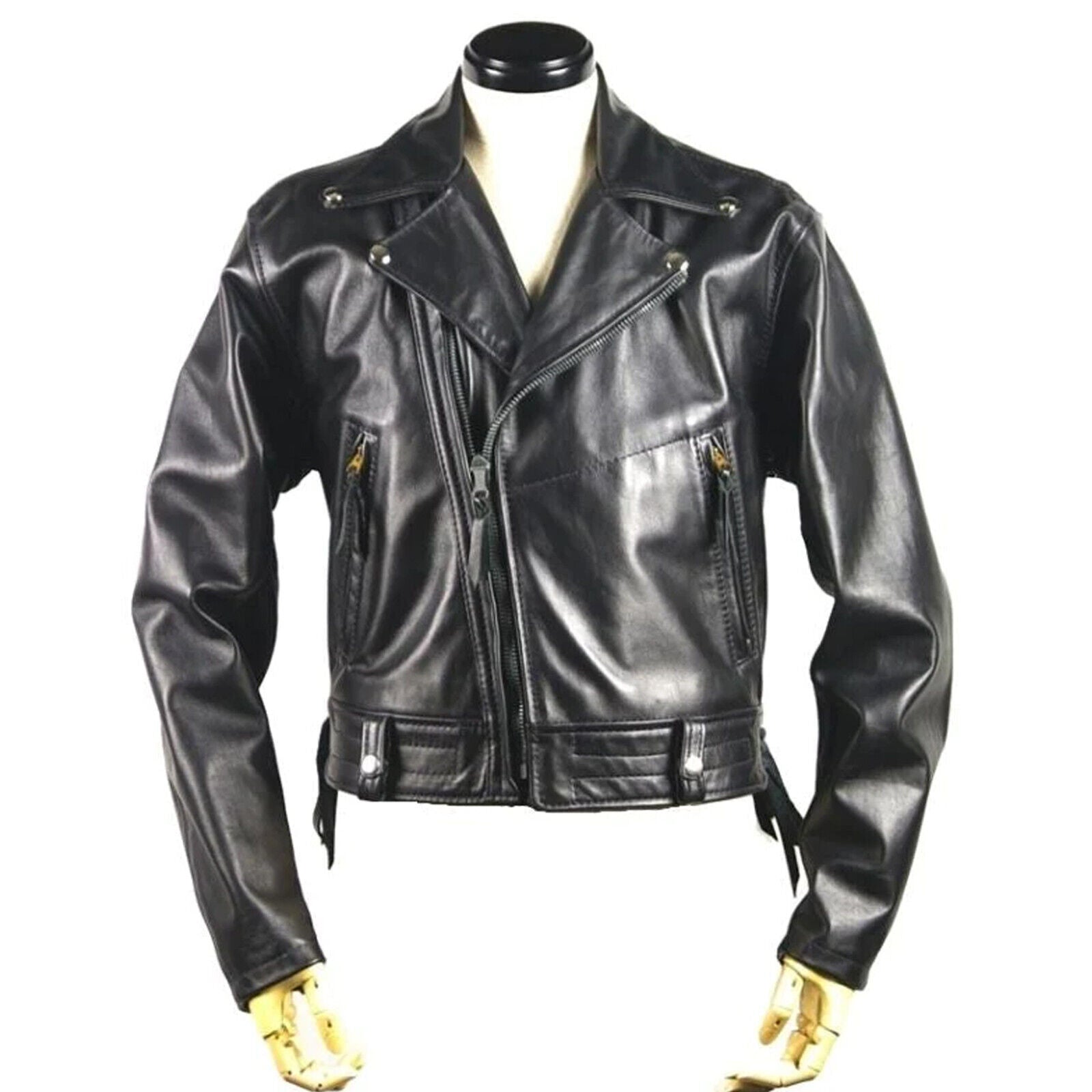 A men's black leather jacket is a jacket for men that is made of black leathe