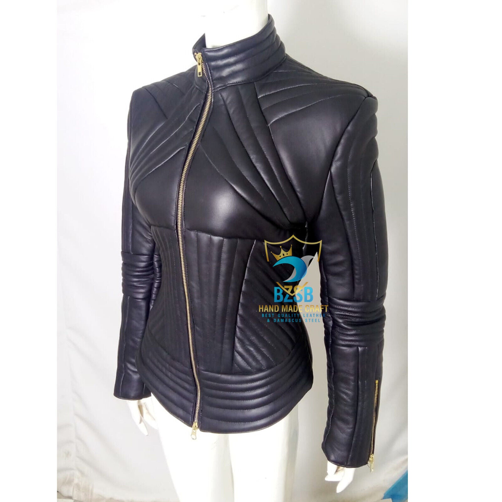 Women Leather Catsuit Bodysuit Gothic Top trending Black leather Quilted Leather