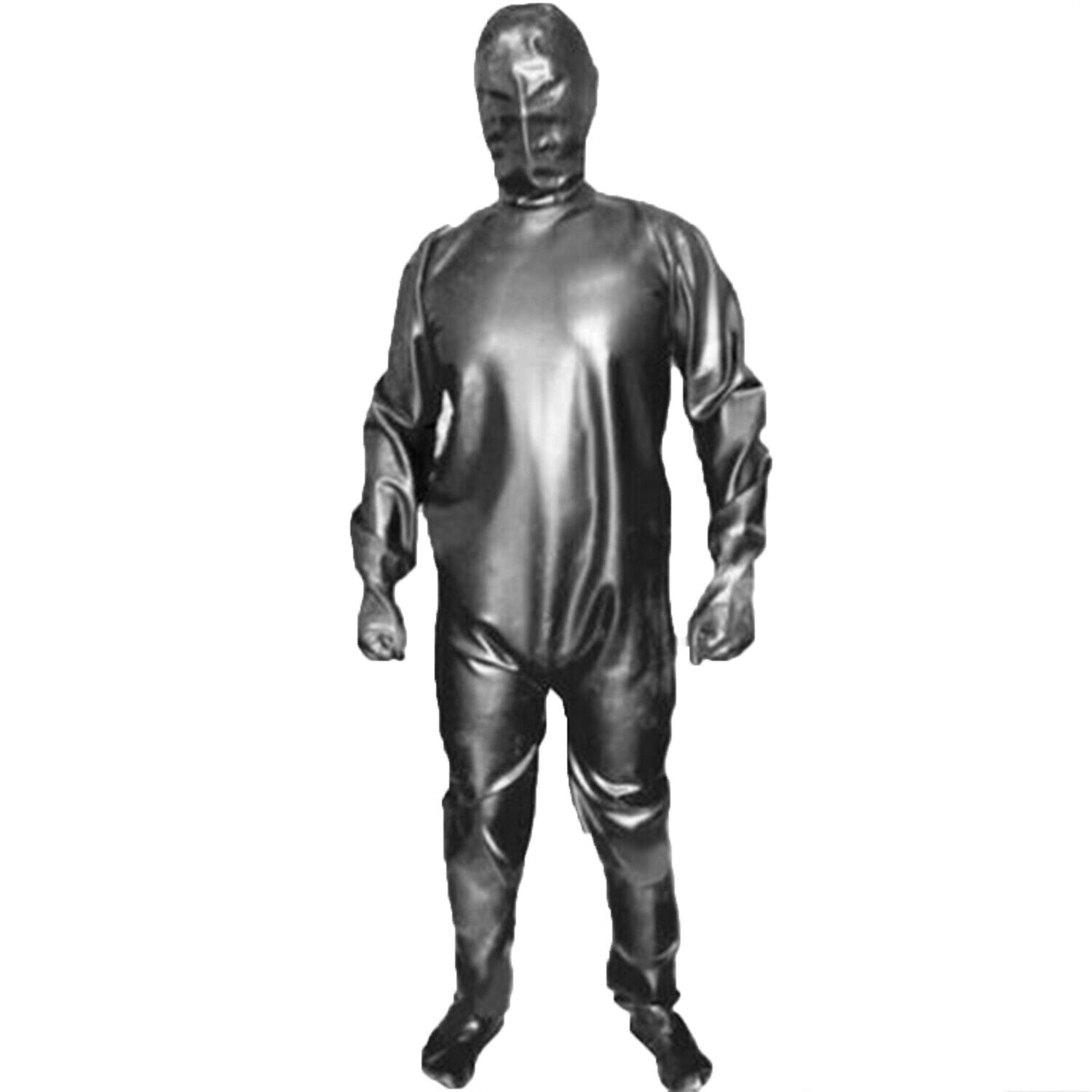 *Handmade leather Catsuit Mummy Bodysuit Blindfold Face Mask Butcher Clubwear XL