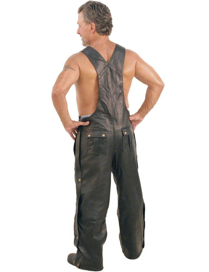 Premium Sheep Leather Bib Overalls Pockets jump suit for man 