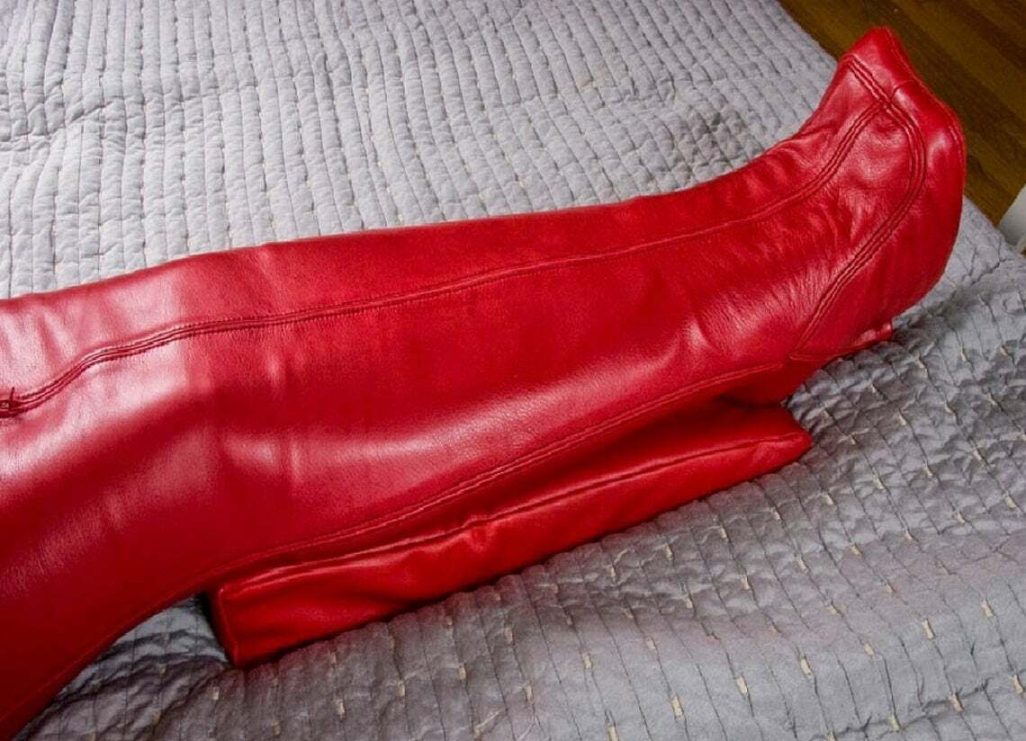 Leather Extreme Bondage bag RED Leather Sleep Sack BDSM Sensory Deprivation Hood