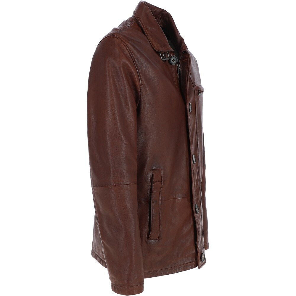 Mens Nappa Leather Jacket Red Brown