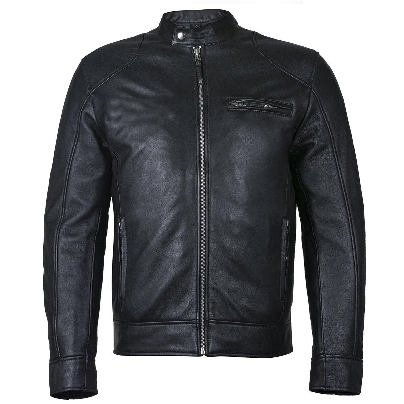 Men's Café Race Vintage Distressed Black Leather Jacket, Real Leather Jacket, Me