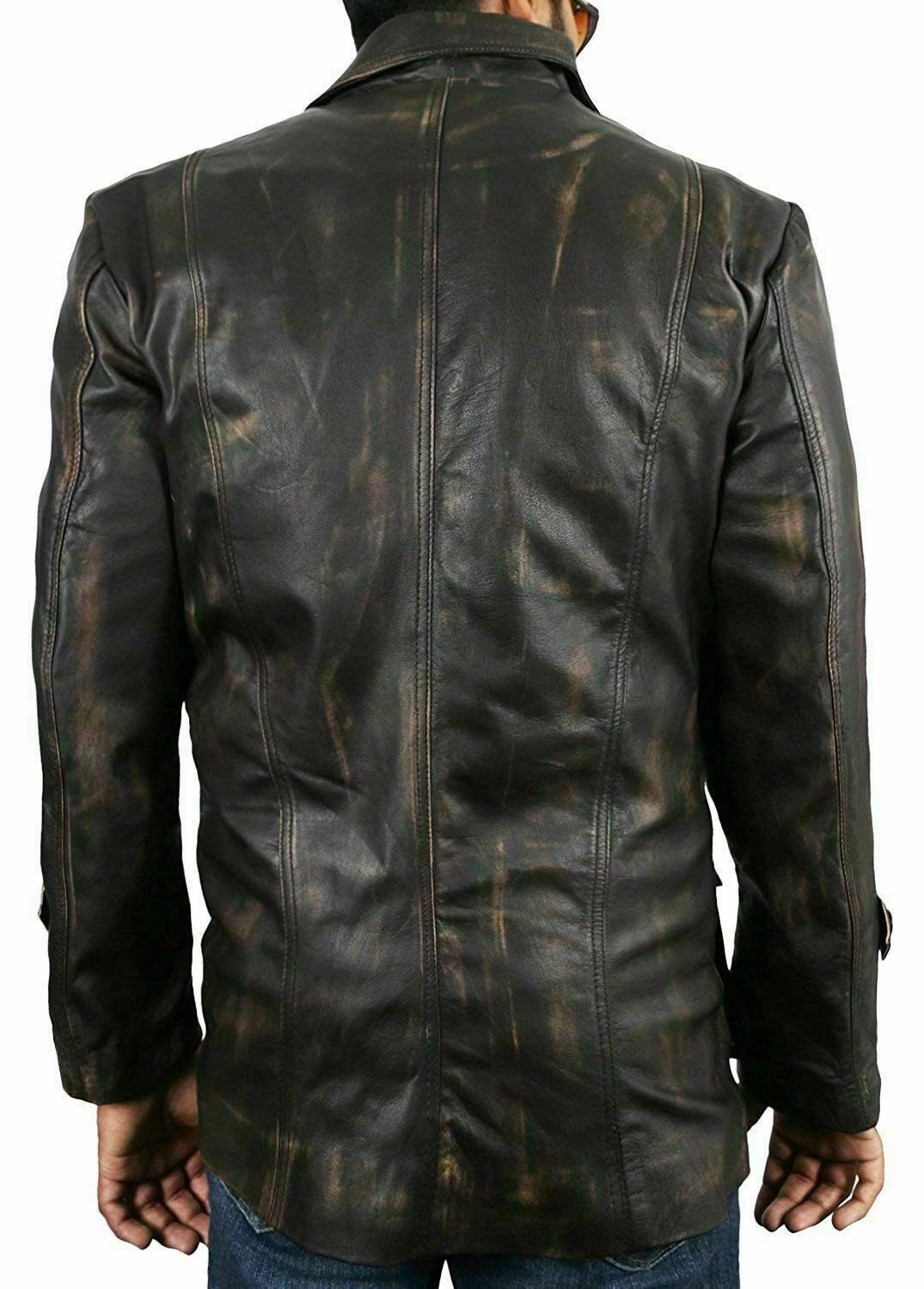 Mens Davidson Vintage Jacket biker Distressed realLeather Motorcycle Button Coat