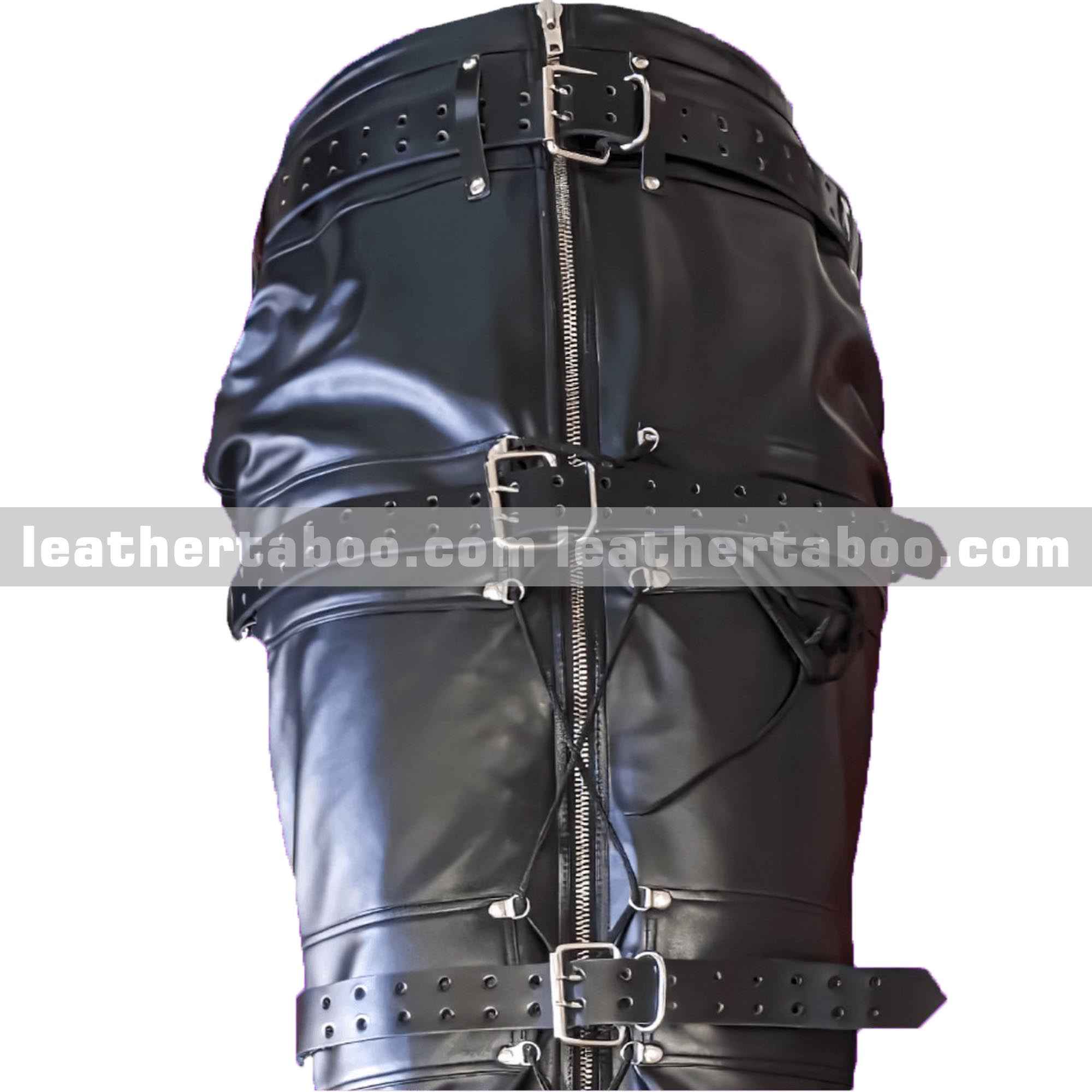Leather Mummy Bag with Mermaid Leg Binder Body Harness Restraints