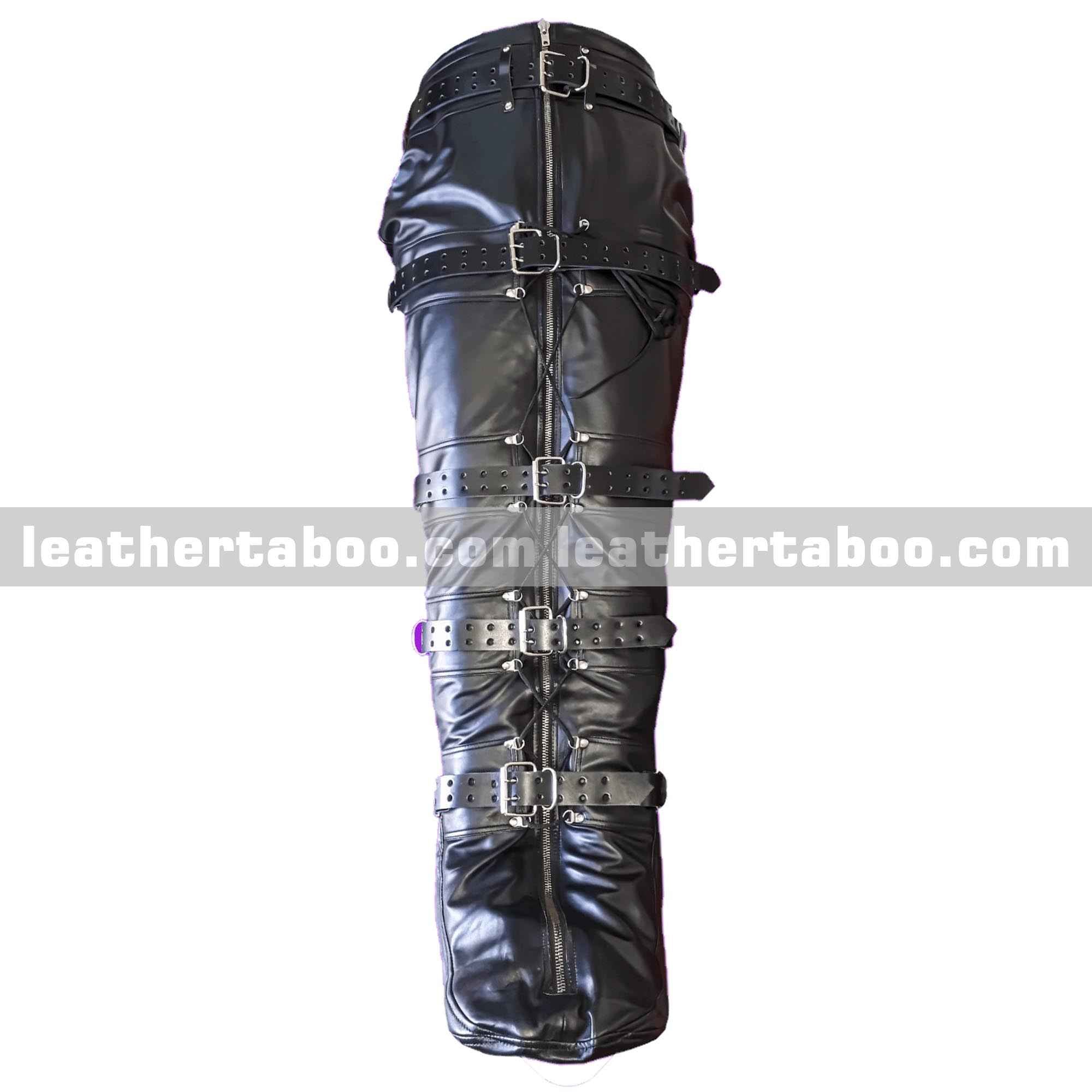 Leather Mummy Bag with Mermaid Leg Binder Body Harness Restraints