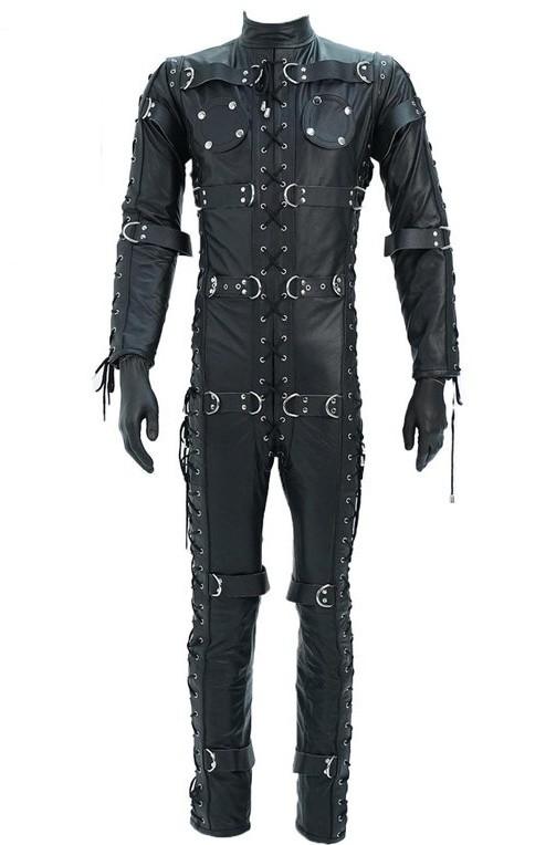 Unisex Real Cowhide BDSM Leather Bondage Mistress Suit - Stylish Play Suit