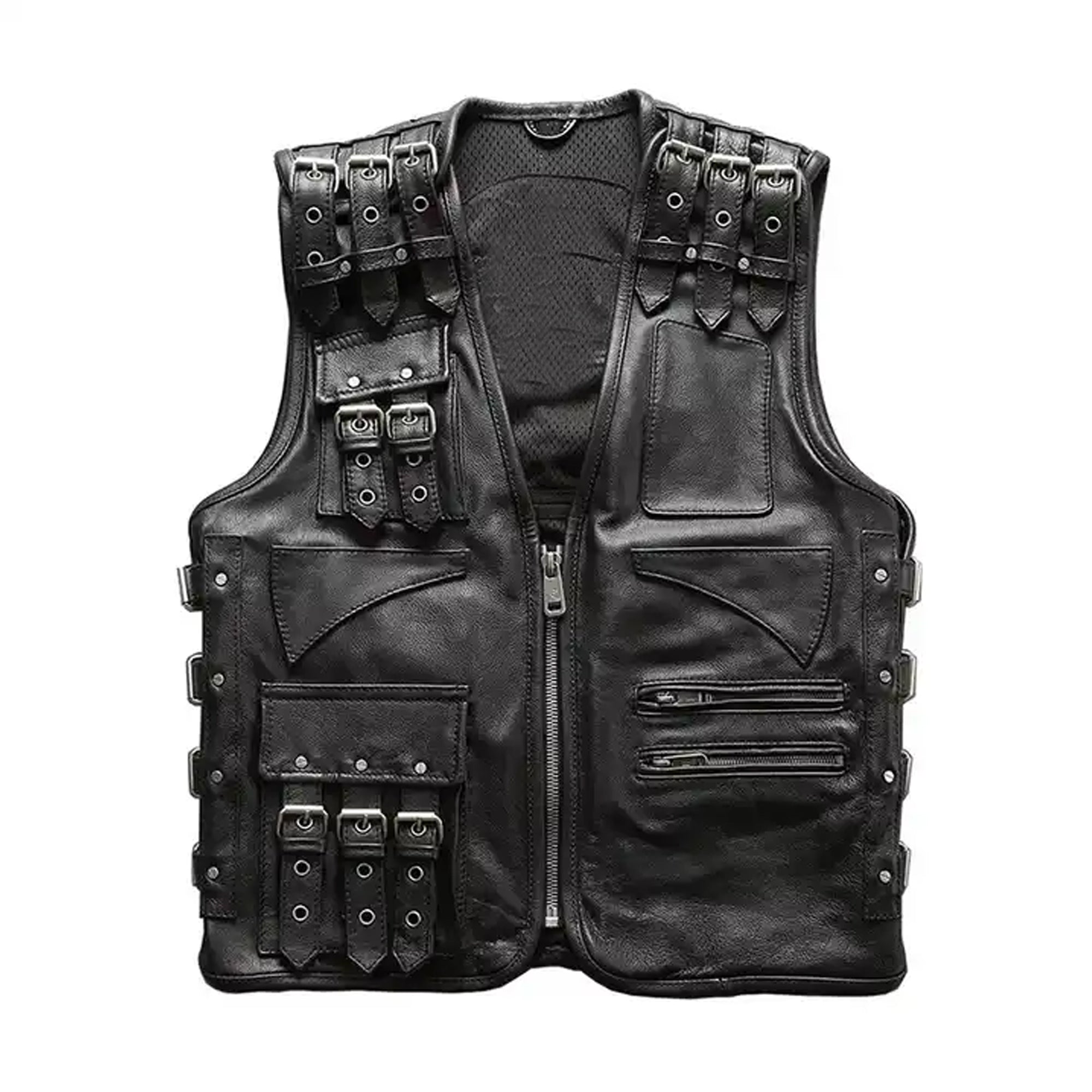 Design Leather Biker Vest / Motorcycle Motorbike Vest For Men