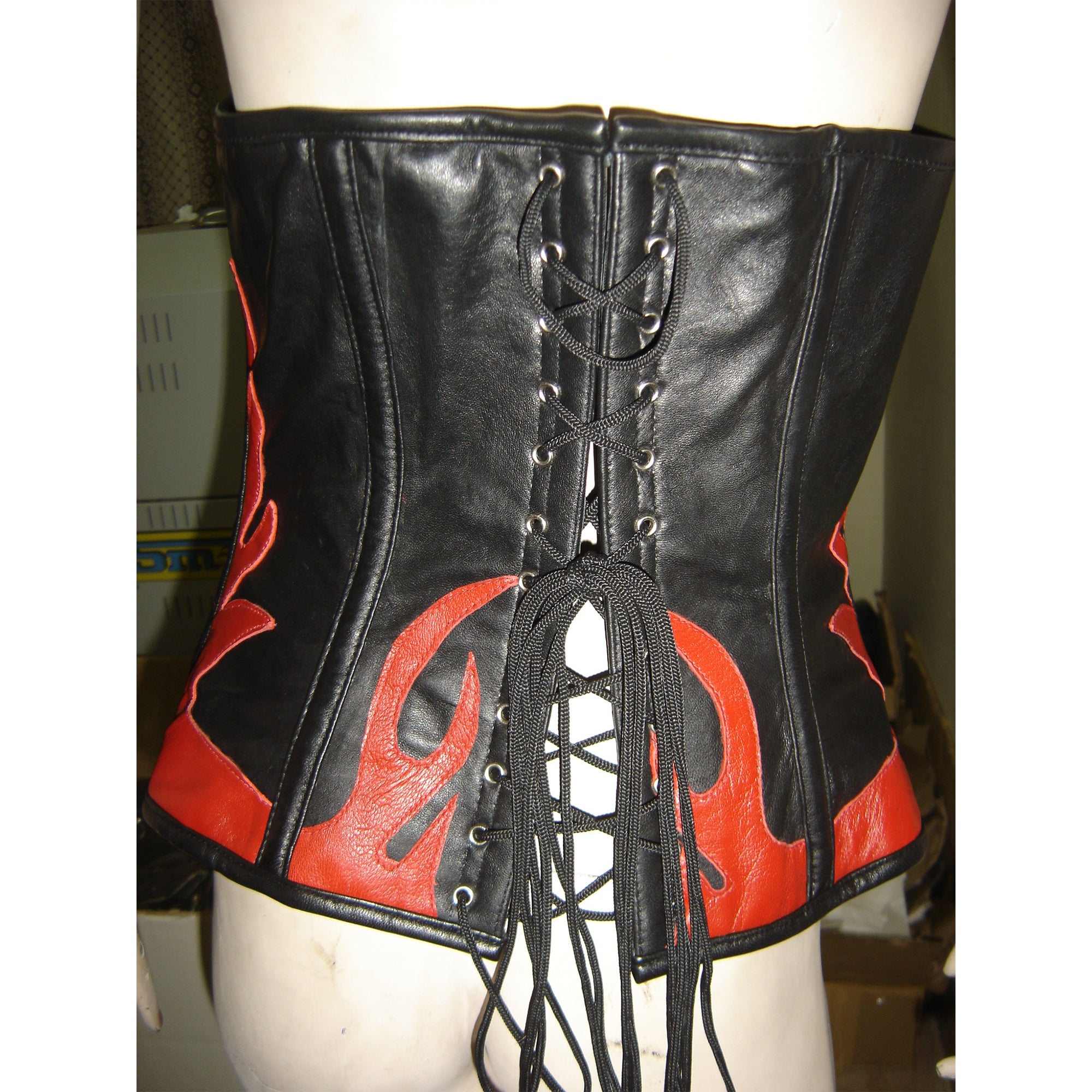 PlayGirl Genuine Sheep Leather Steel Boning Corset in Black Handmade Real Leather Corset Gift For Her