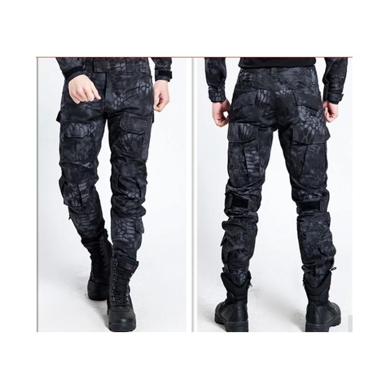 Men’s Real Leather Quilted Cargo Biker Pants (Military Fit Trousers)