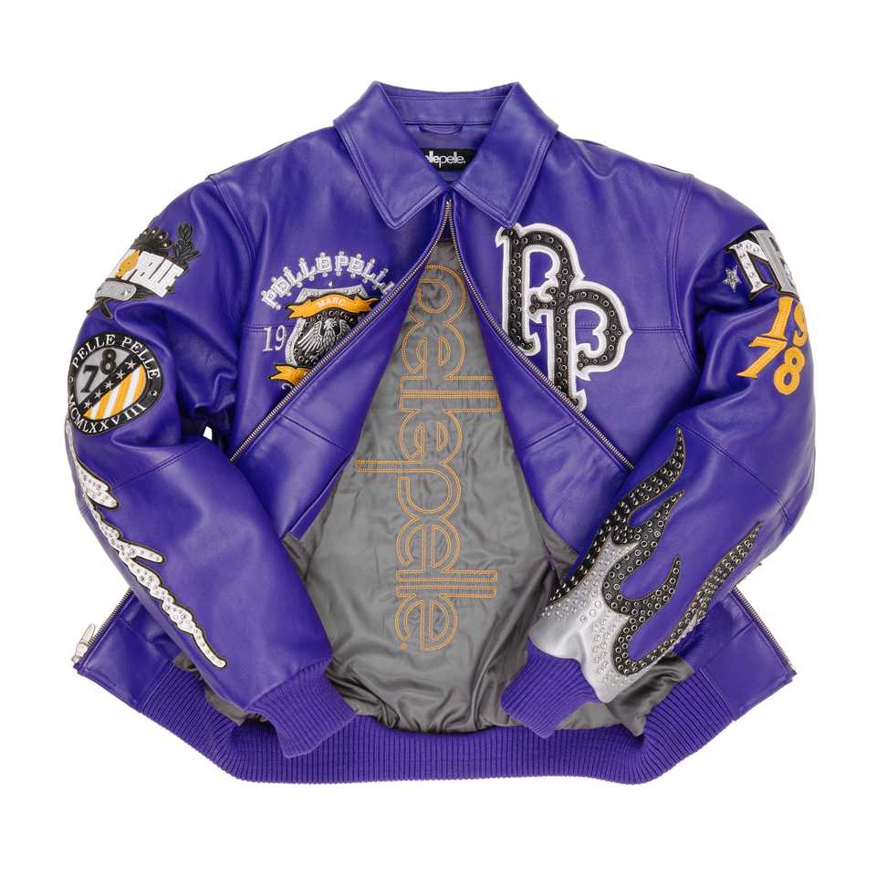 Premium Cowhide Leather Pelle Pelle Purple Jacket for Men