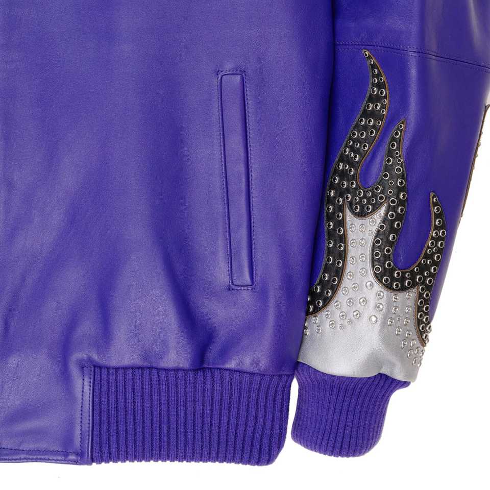 Premium Cowhide Leather Pelle Pelle Purple Jacket for Men