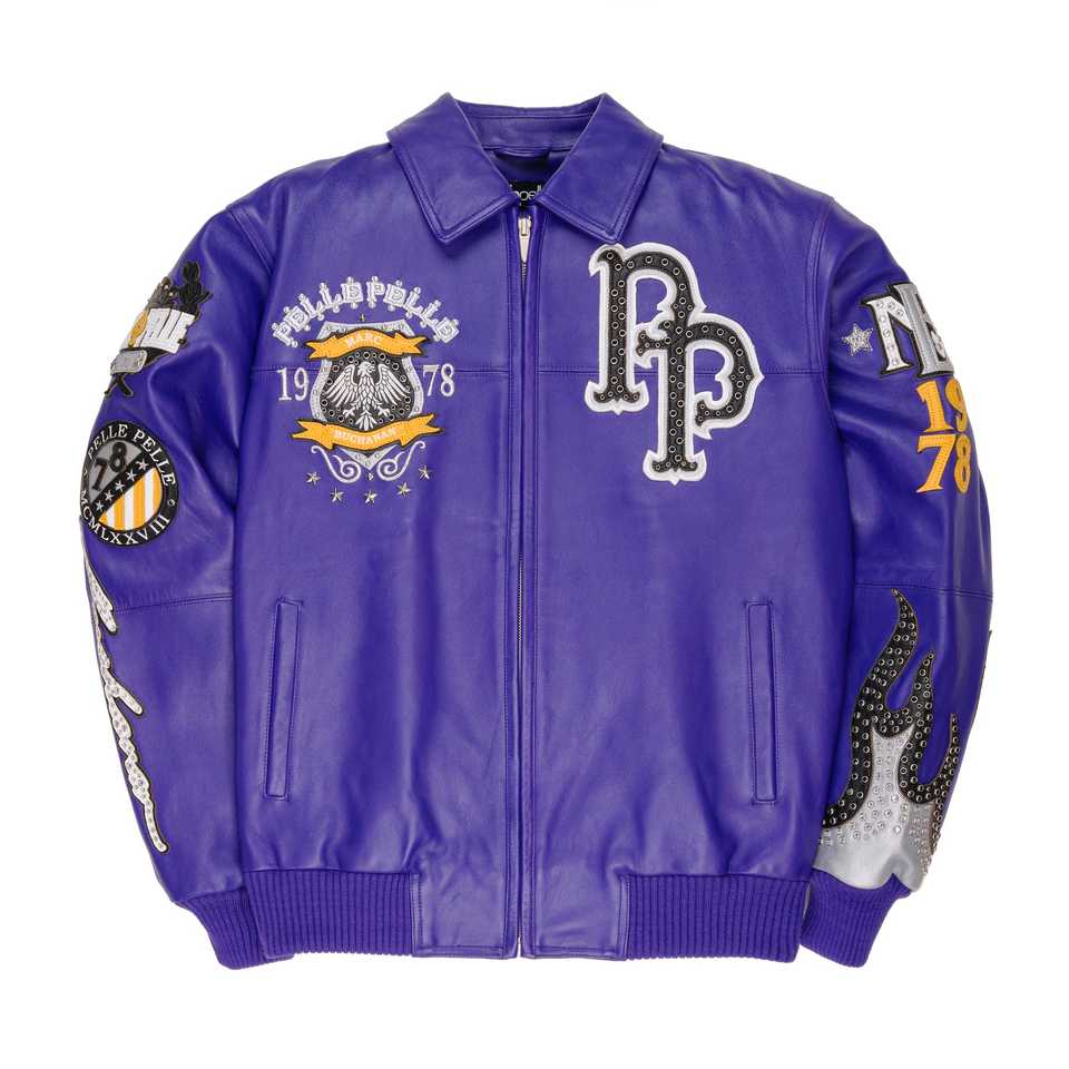 Premium Cowhide Leather Pelle Pelle Purple Jacket for Men