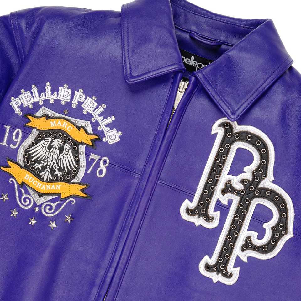 Premium Cowhide Leather Pelle Pelle Purple Jacket for Men
