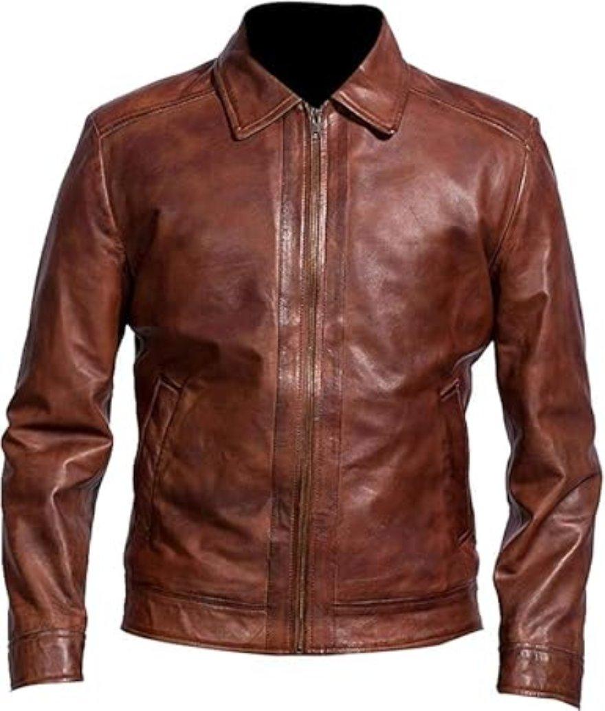 Men's Red & Brown Nappa Leather Jacket