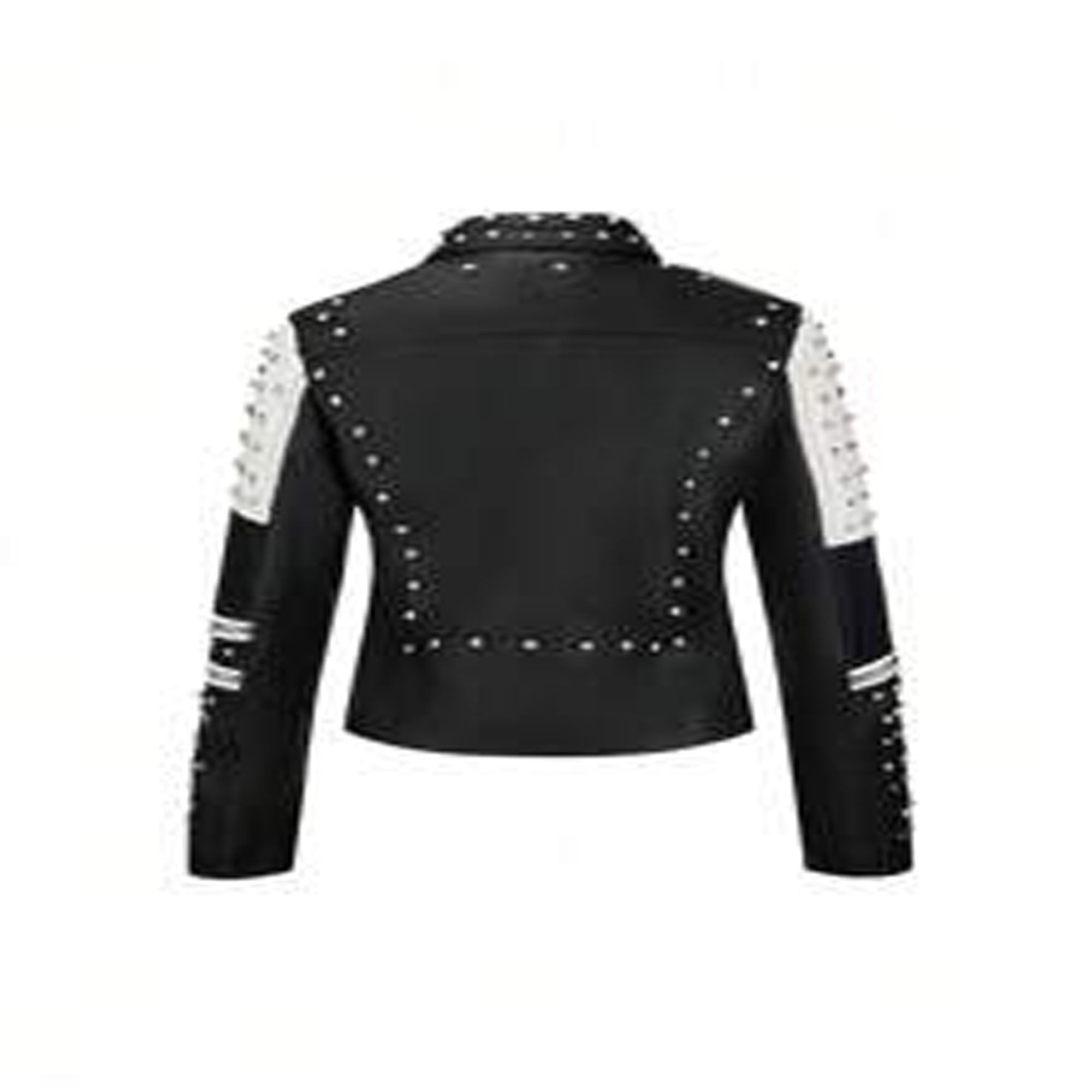 Black biker jacket with rivet details all-match fashion HD