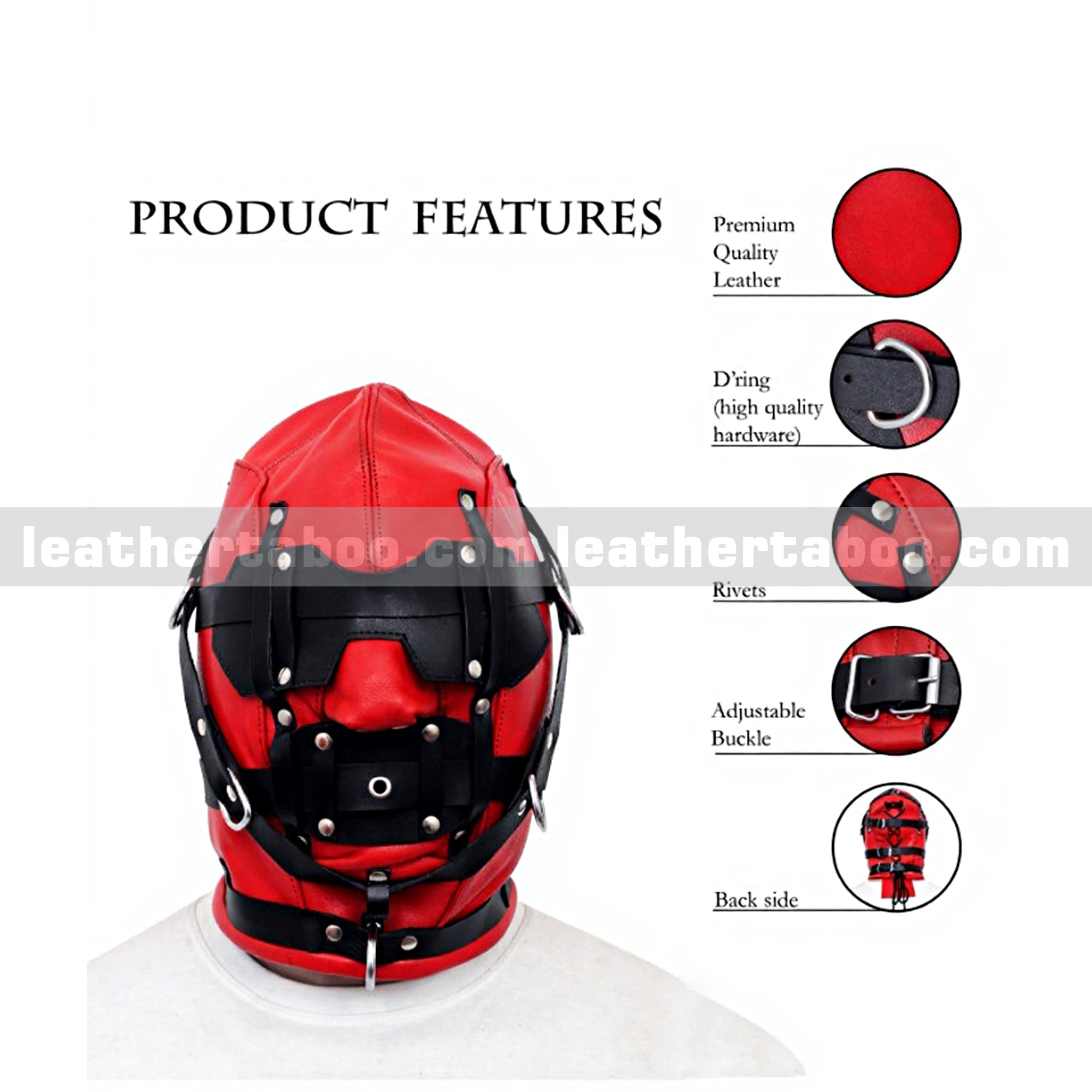 Full Face Leather Bondage Hood